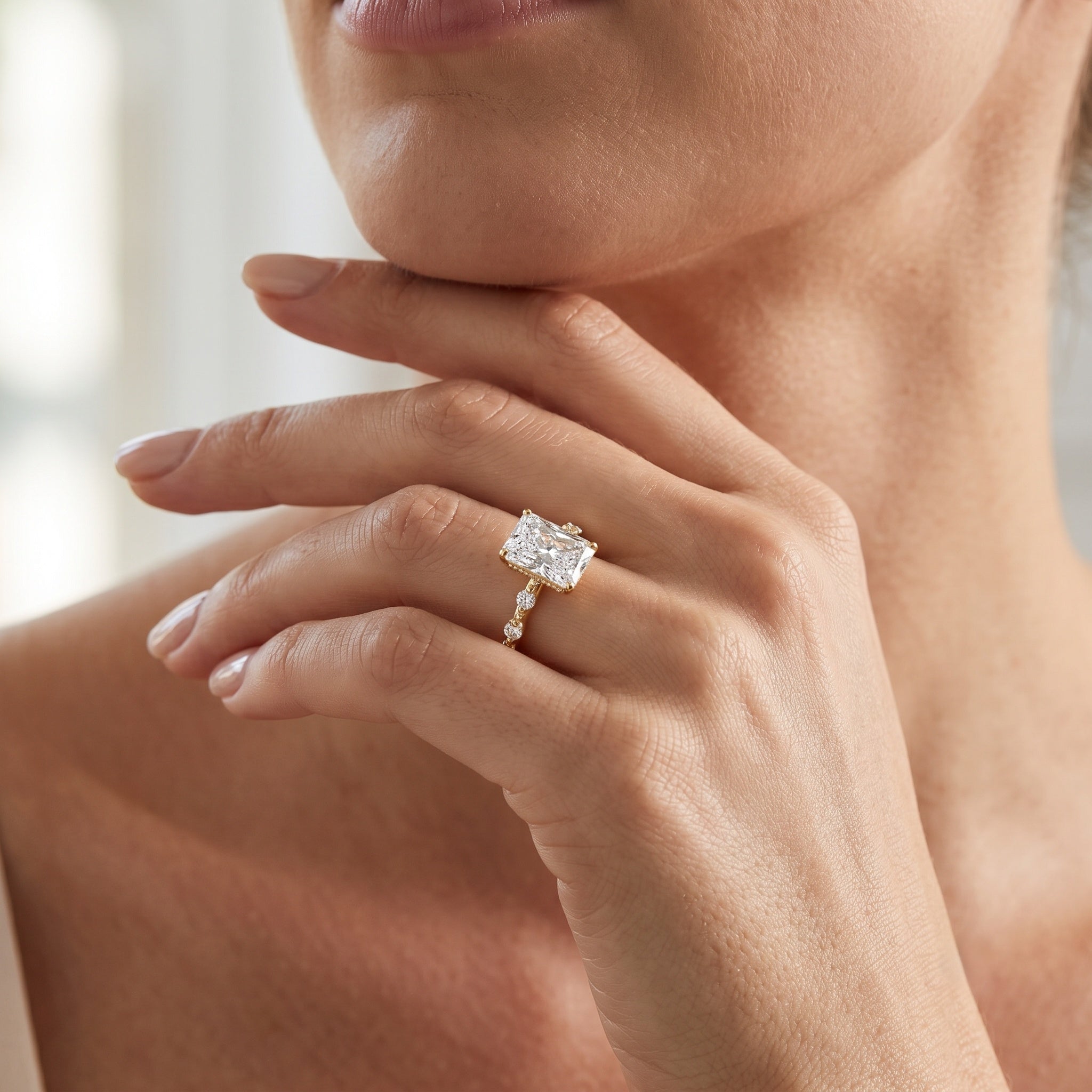 4 Carat Lab Grown Radiant Cut Diamond Solitaire Engagement Ring with IGI Certificate Lab - ( E-VS1 ) - Rosec Jewels