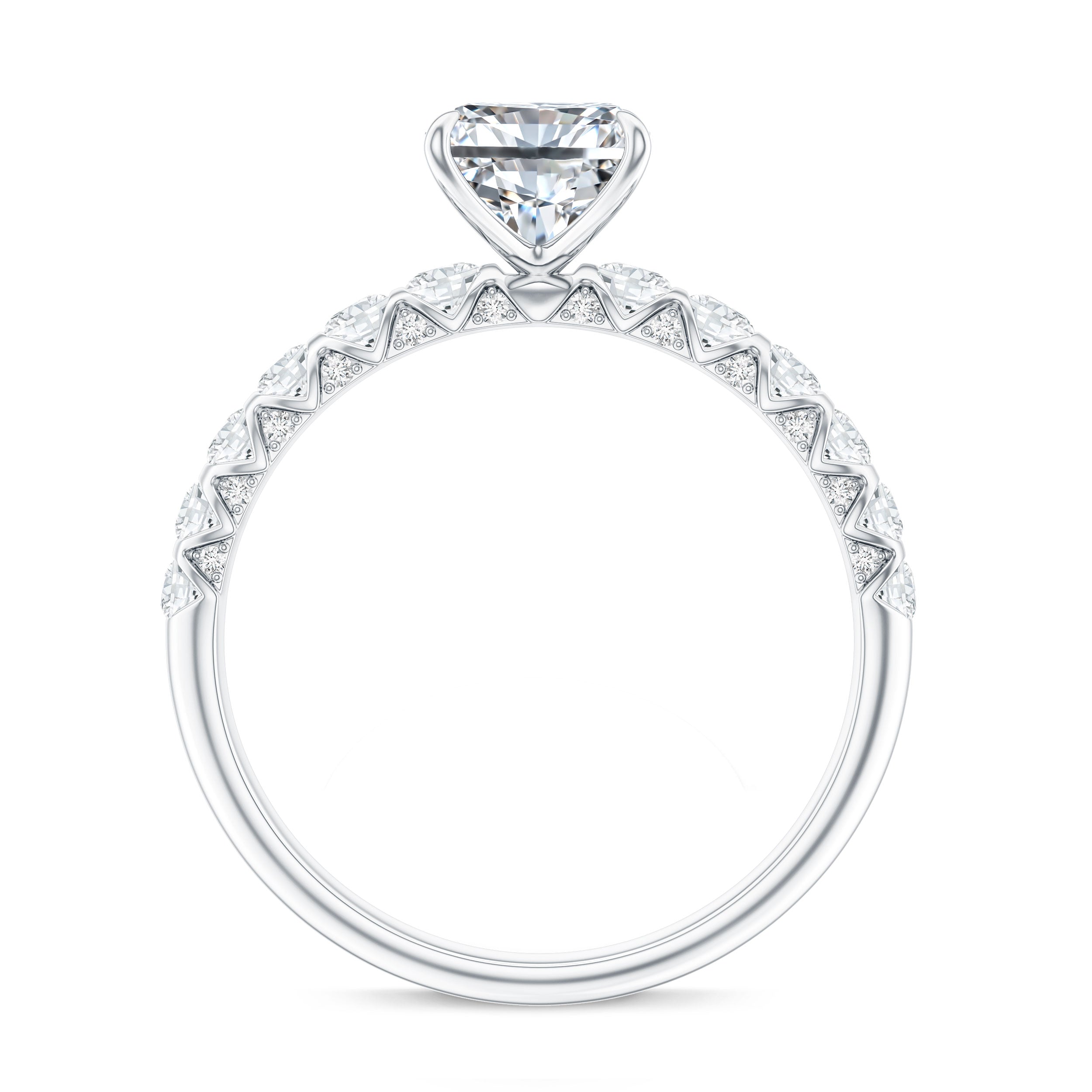 Lab Grown 2 Carat Diamond Radiant Cut Side Stone Engagement Ring IGI Certified Lab - ( E-VS1 ) - Rosec Jewels