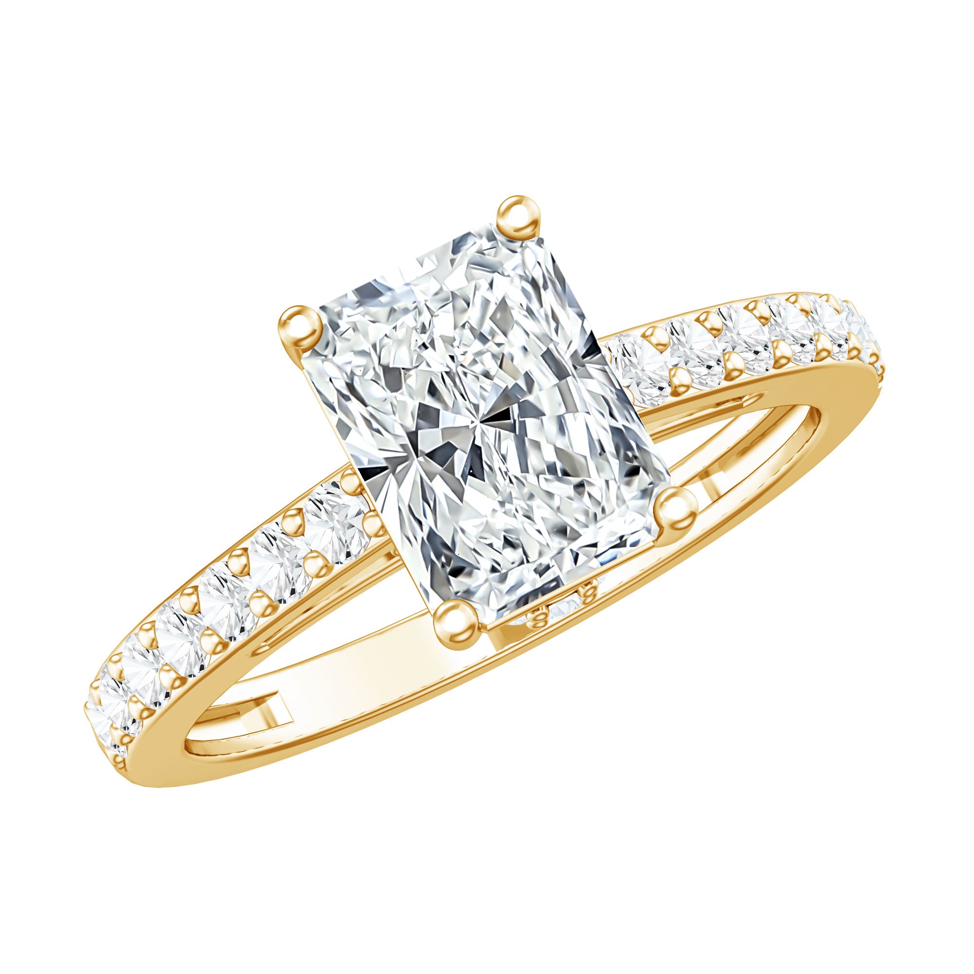 IGI Certified Radiant Cut Lab Grown Diamond Hidden Halo Engagement Ring 2 Carat Lab - ( E-VS1 ) - Rosec Jewels