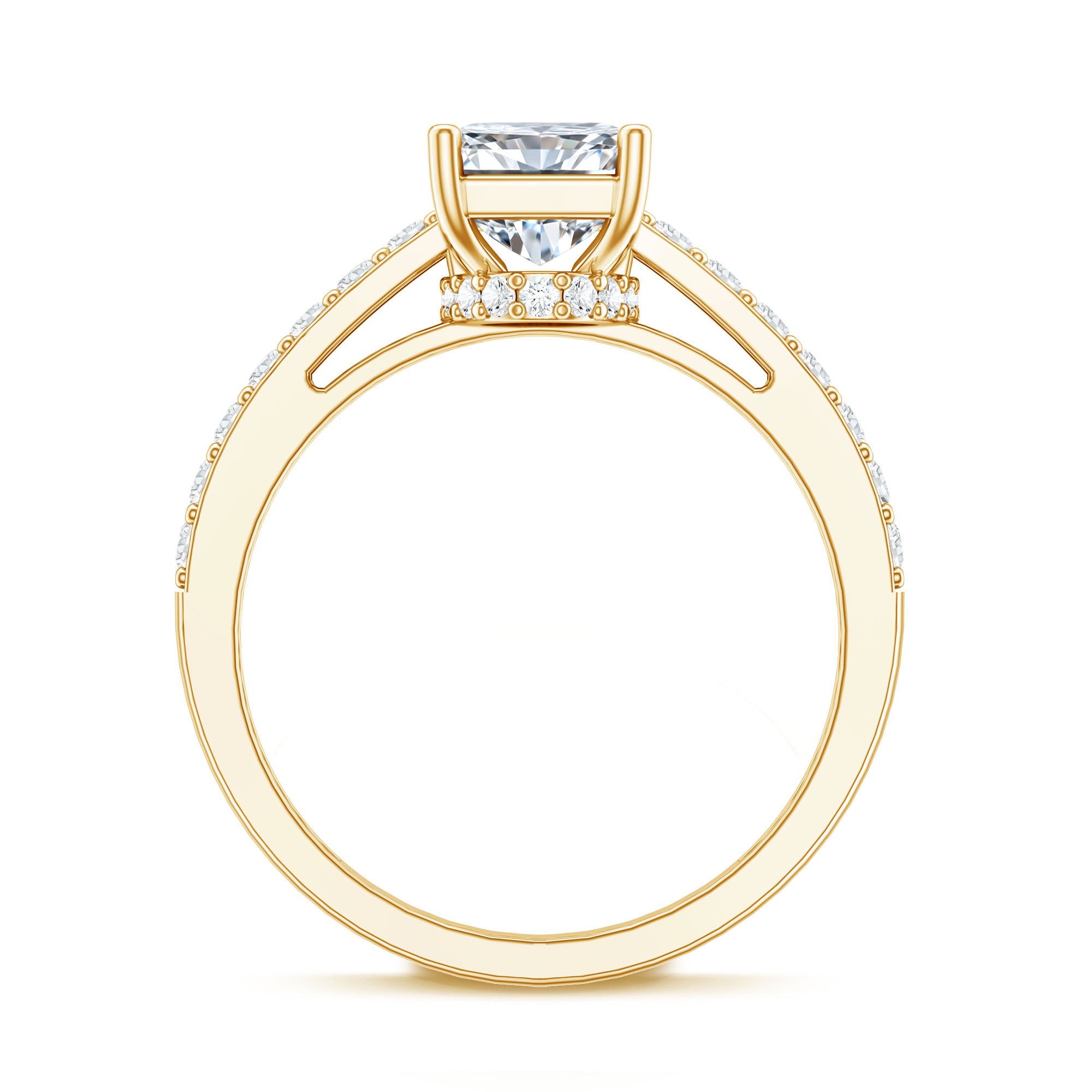 IGI Certified Radiant Cut Lab Grown Diamond Hidden Halo Engagement Ring 2 Carat Lab - ( E-VS1 ) - Rosec Jewels
