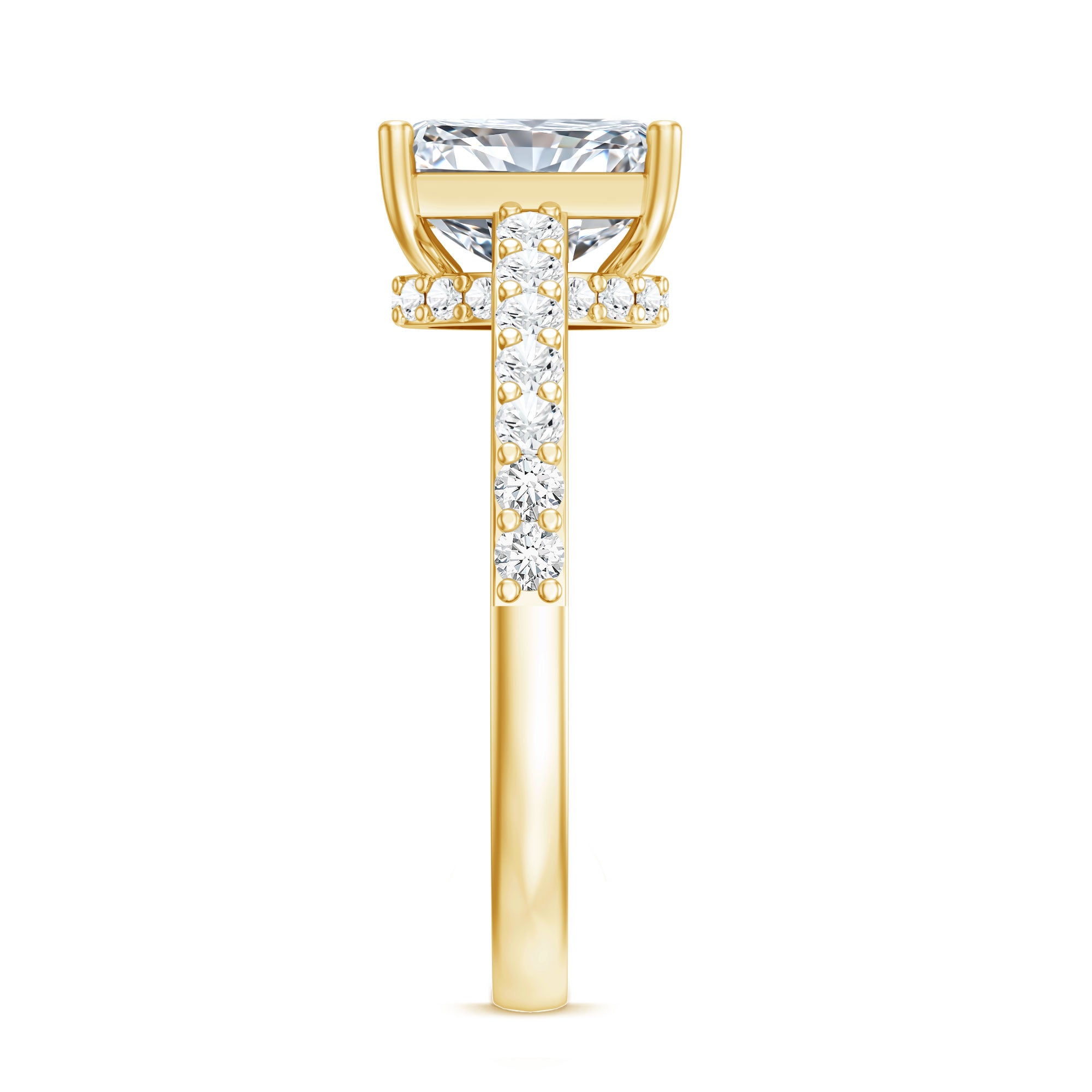 IGI Certified Radiant Cut Lab Grown Diamond Hidden Halo Engagement Ring 2 Carat Lab - ( E-VS1 ) - Rosec Jewels