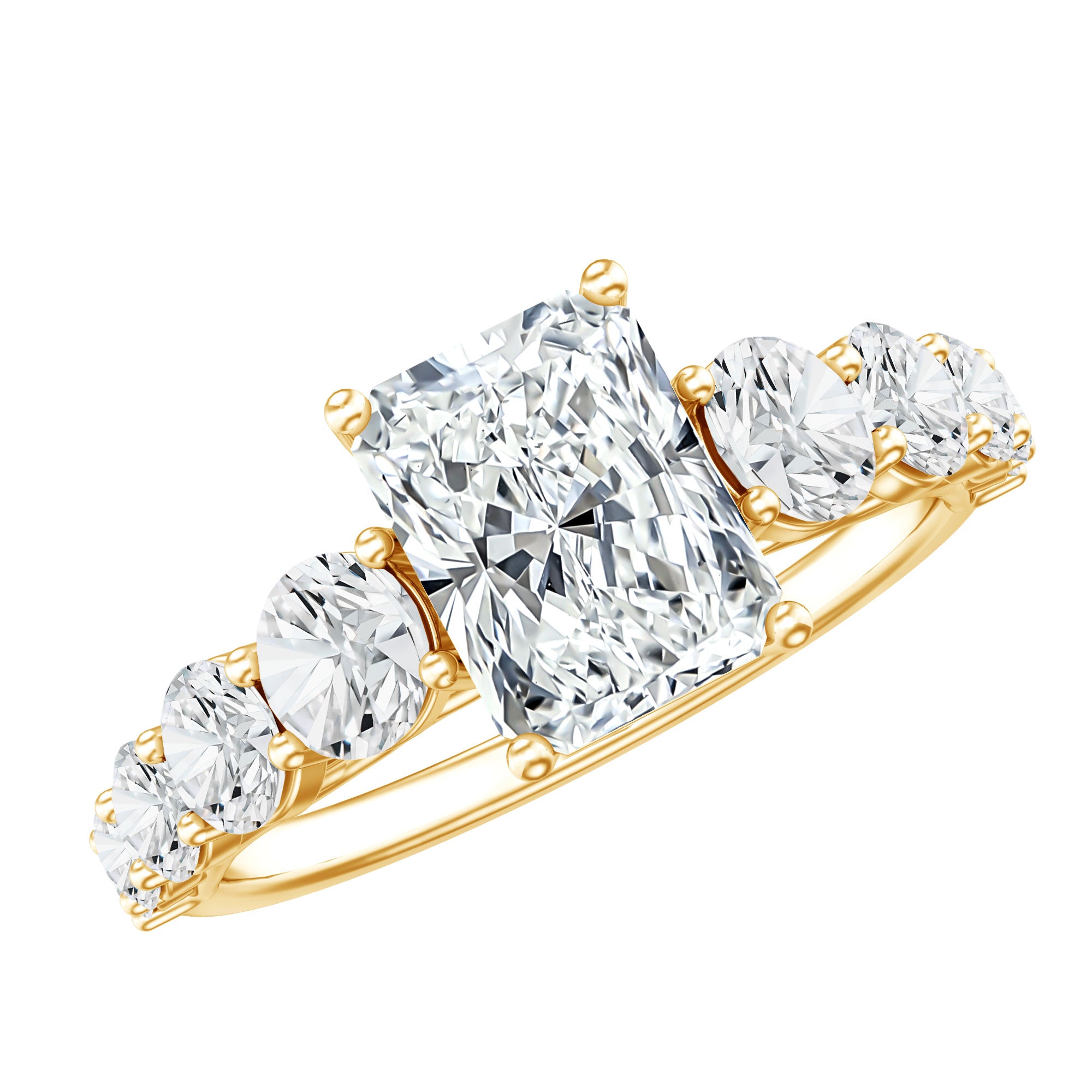 2 Carat IGI Certified Lab Diamond Radiant Cut Engagement Ring with Side Stones Lab - ( E-VS1 ) - Rosec Jewels