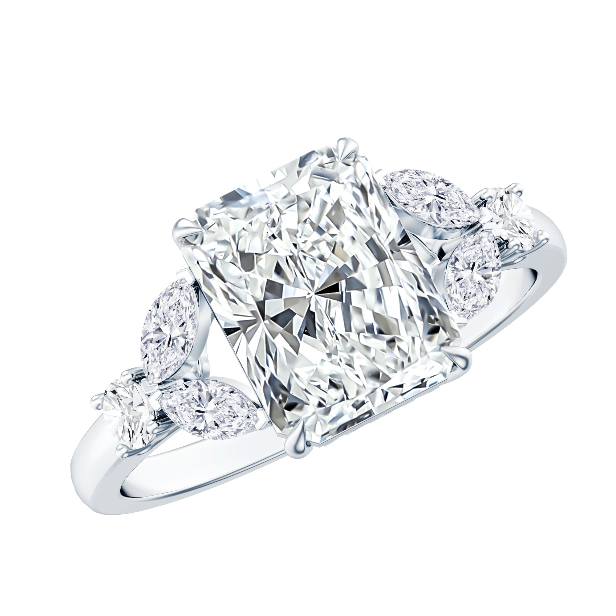 IGI Certified 2 Carat Lab Grown Diamond Engagement Ring with Radiant Cut Lab - ( E-VS1 ) - Rosec Jewels