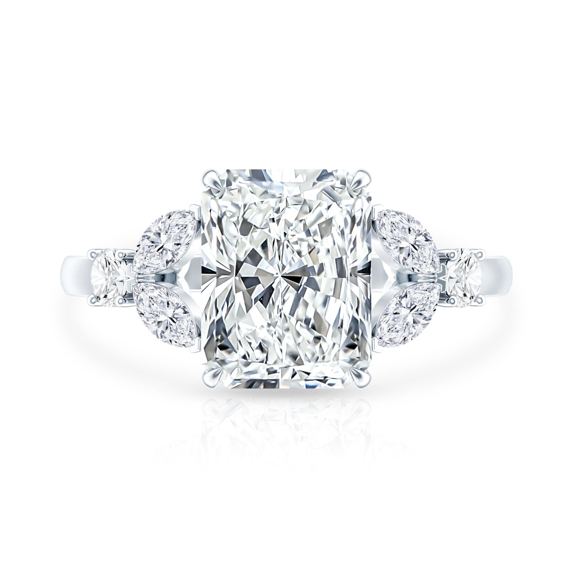IGI Certified 2 Carat Lab Grown Diamond Engagement Ring with Radiant Cut Lab - ( E-VS1 ) - Rosec Jewels