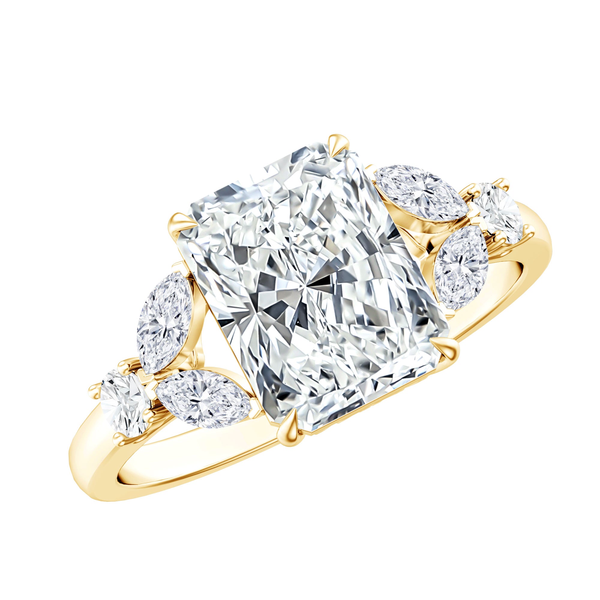 IGI Certified 2 Carat Lab Grown Diamond Engagement Ring with Radiant Cut Lab - ( E-VS1 ) - Rosec Jewels