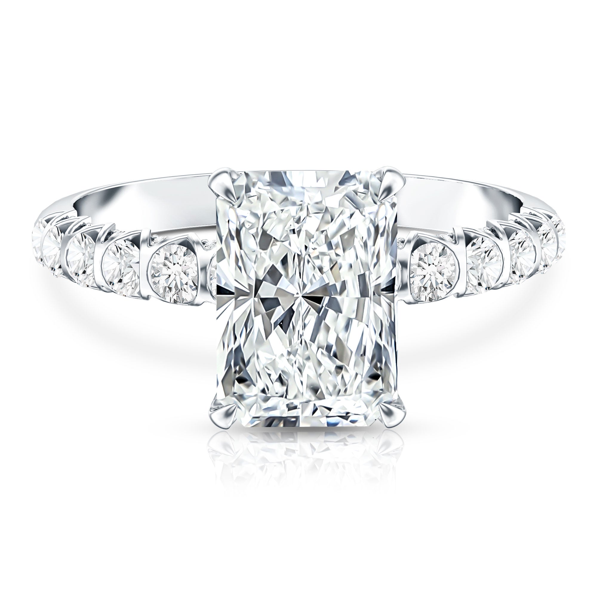 Rosec Jewels-Lab Grown 3 Carat Diamond Radiant Cut Engagement Ring with IGI Certificate