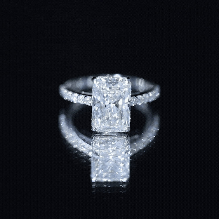 IGI Certified Radiant Cut 4 Carat Lab Grown Diamond Solitaire Engagement Ring with Hidden Halo Lab - ( E-VS1 ) - Rosec Jewels