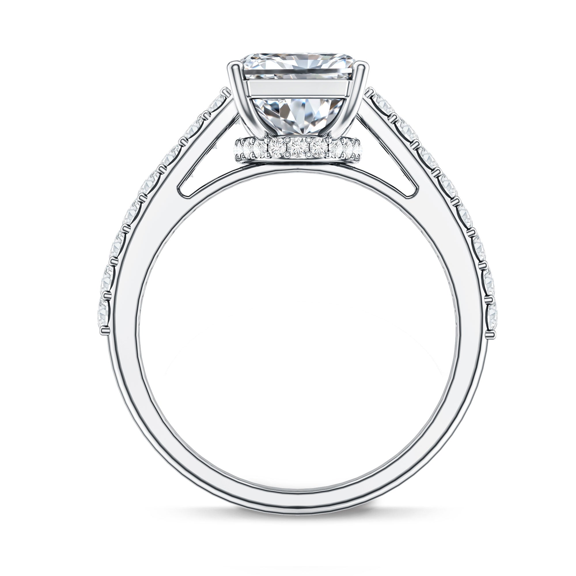 IGI Certified Radiant Cut 4 Carat Lab Grown Diamond Solitaire Engagement Ring with Hidden Halo Lab - ( E-VS1 ) - Rosec Jewels