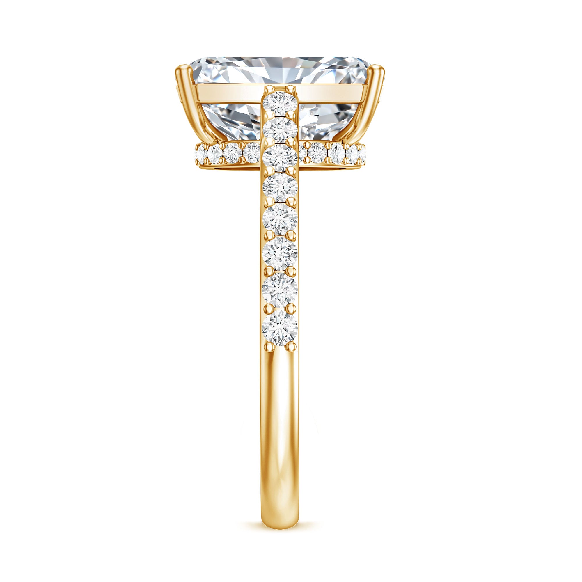 IGI Certified Radiant Cut 4 Carat Lab Grown Diamond Solitaire Engagement Ring with Hidden Halo Lab - ( E-VS1 ) - Rosec Jewels