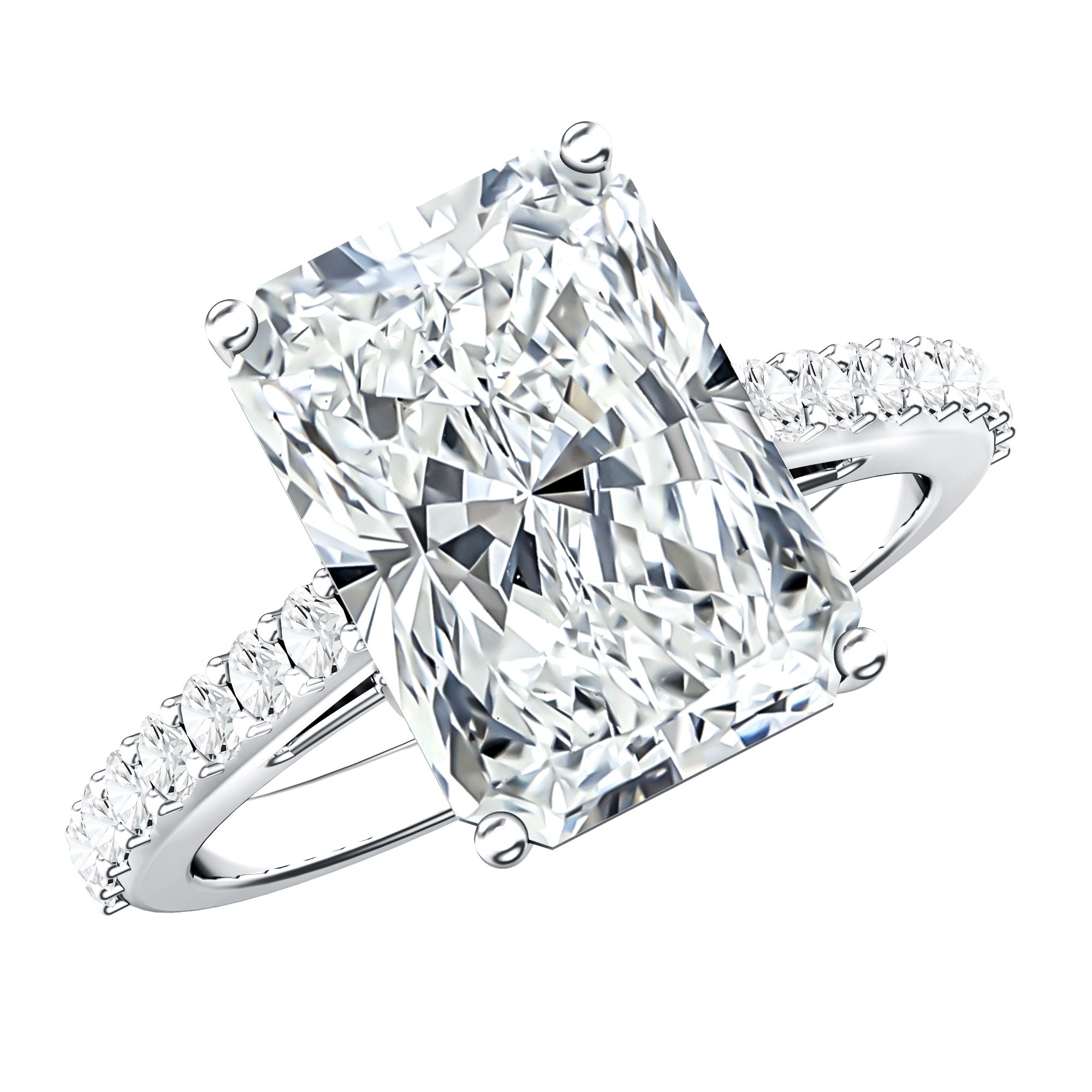 IGI Certified 5 Carat Lab Grown Diamond Solitaire Radiant Cut Engagement Ring Lab - ( E-VS1 ) - Rosec Jewels