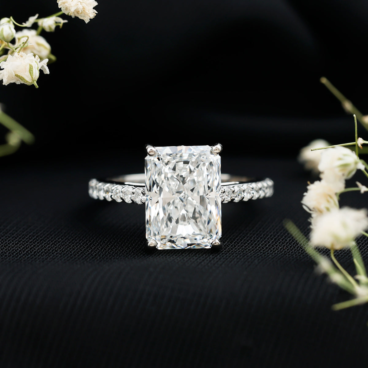IGI Certified 5 Carat Lab Grown Diamond Solitaire Radiant Cut Engagement Ring Lab - ( E-VS1 ) - Rosec Jewels