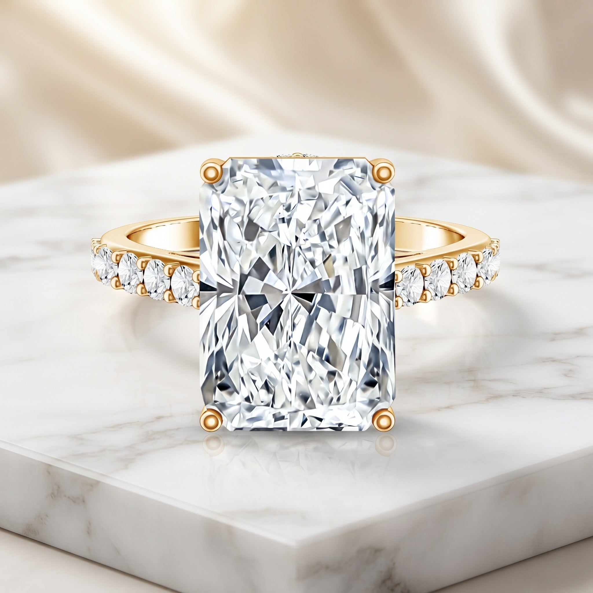 IGI Certified 5 Carat Lab Grown Diamond Solitaire Radiant Cut Engagement Ring Lab - ( E-VS1 ) - Rosec Jewels