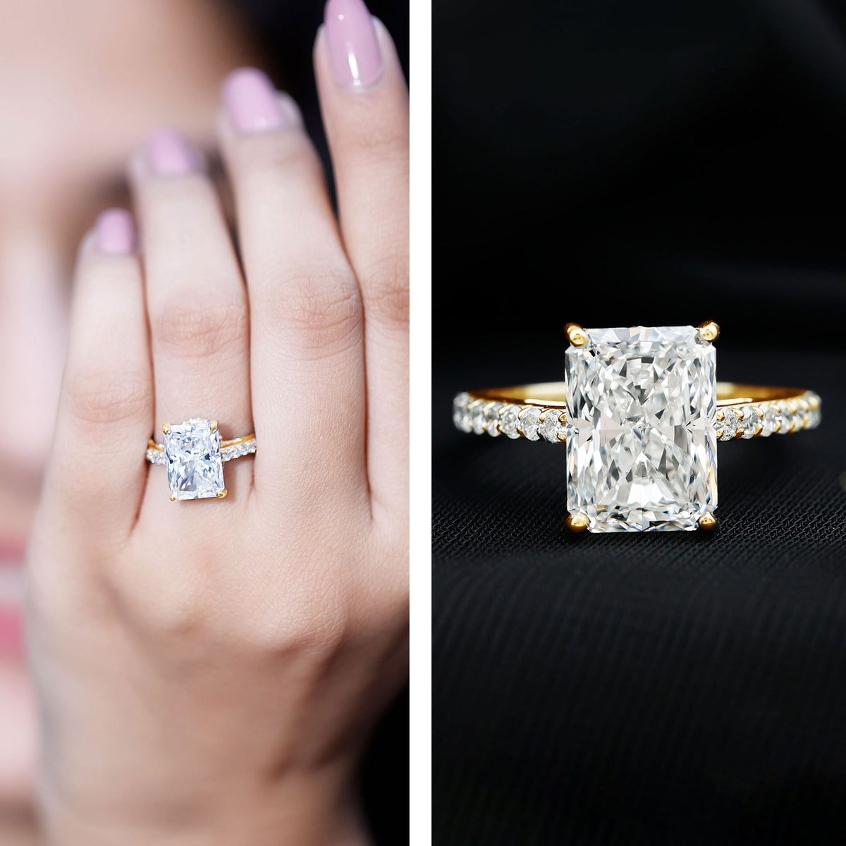 IGI Certified 5 Carat Lab Grown Diamond Solitaire Radiant Cut Engagement Ring Lab - ( E-VS1 ) - Rosec Jewels