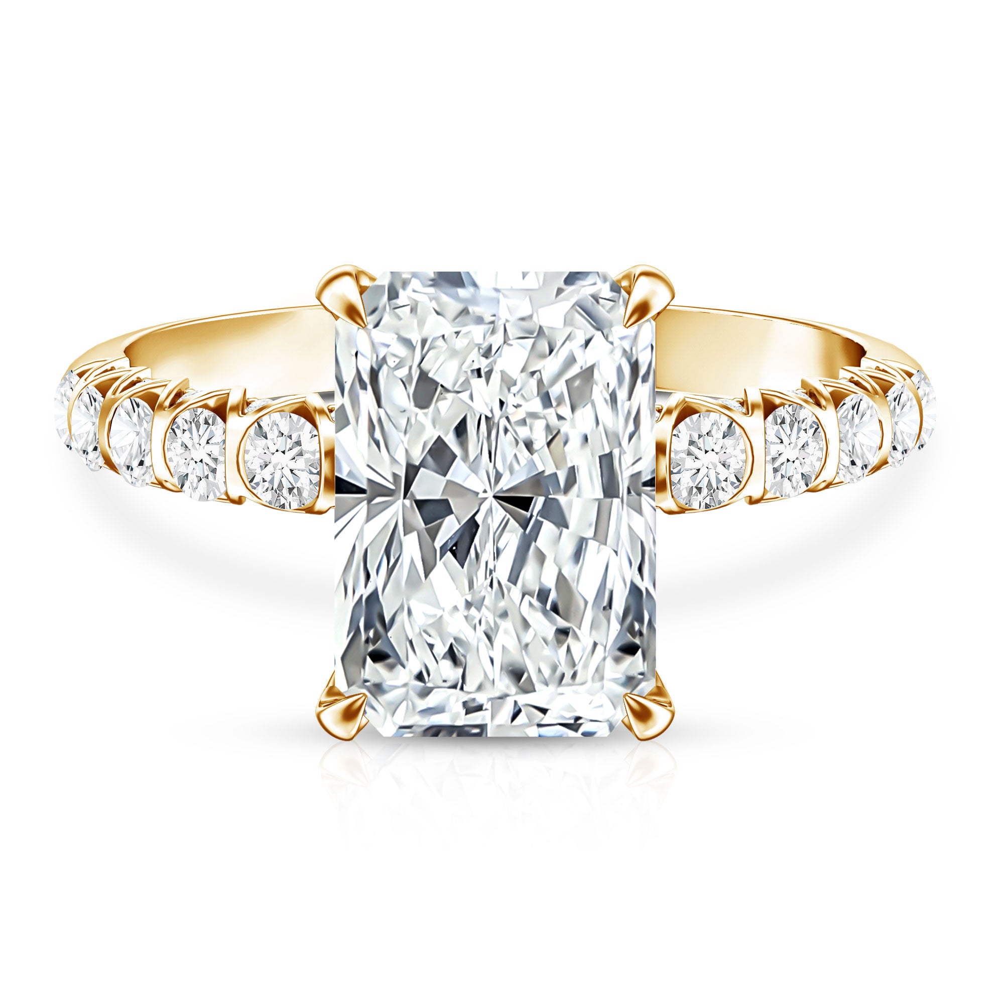 Rosec Jewels-4 Carat Radiant Cut Lab Grown Diamond Side Stone Engagement Ring IGI Certified