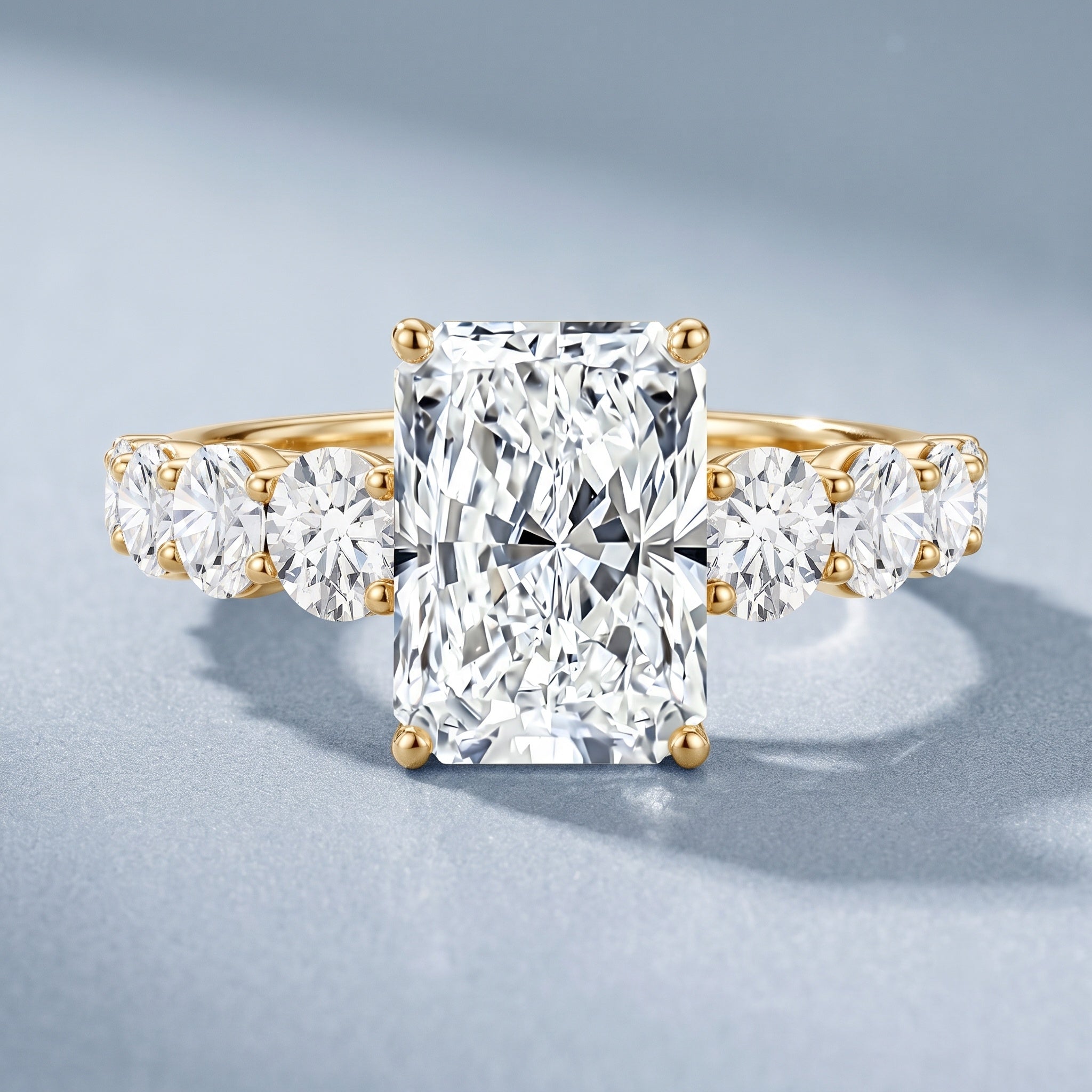 IGI Certified 3 Carat Radiant Cut Lab Grown Diamond Side Stone Engagement Ring Lab - ( E-VS1 ) - Rosec Jewels