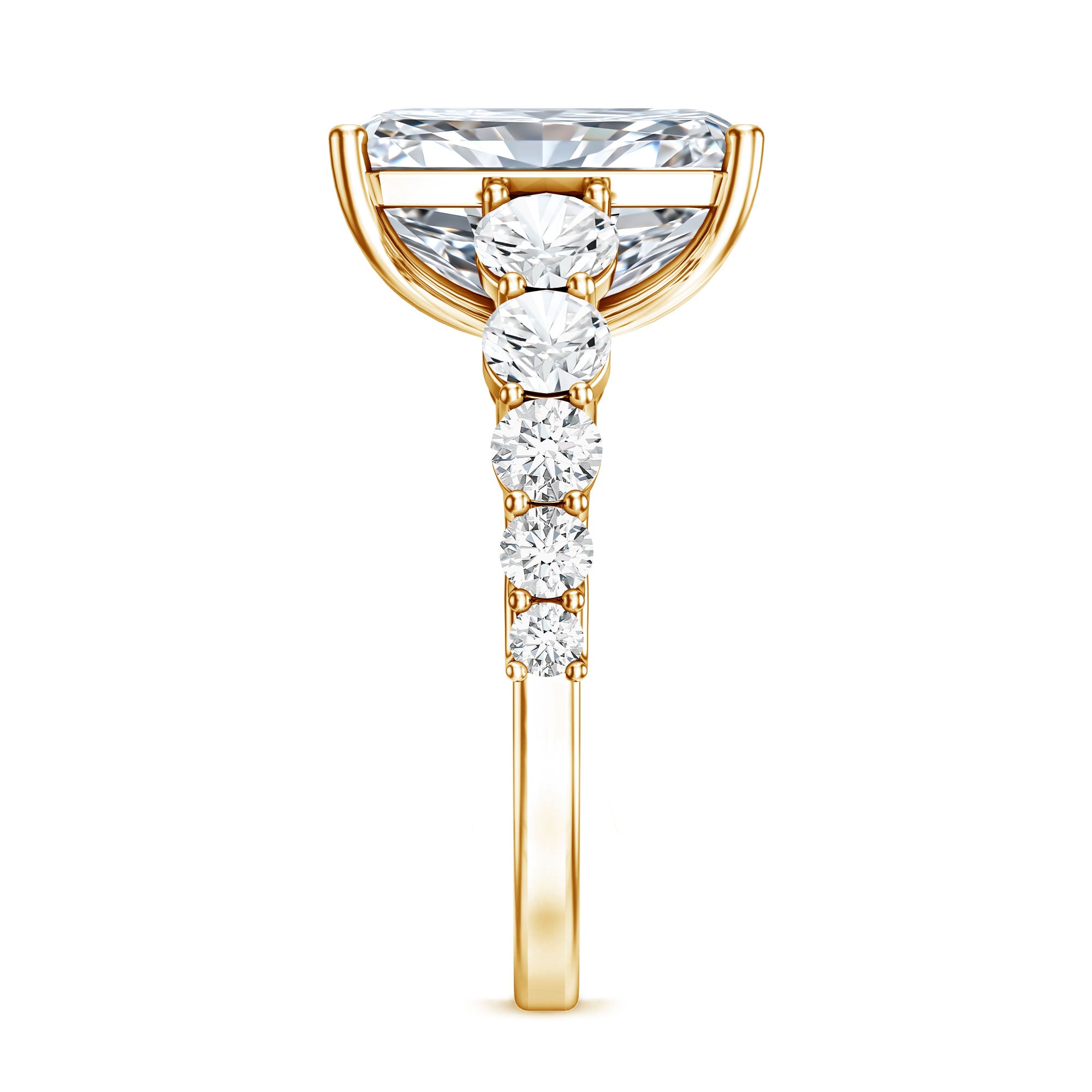 IGI Certified Radiant Cut Lab Grown Diamond 5 Carat Huge Engagement Ring with Side Stones Lab - ( E-VS1 ) - Rosec Jewels