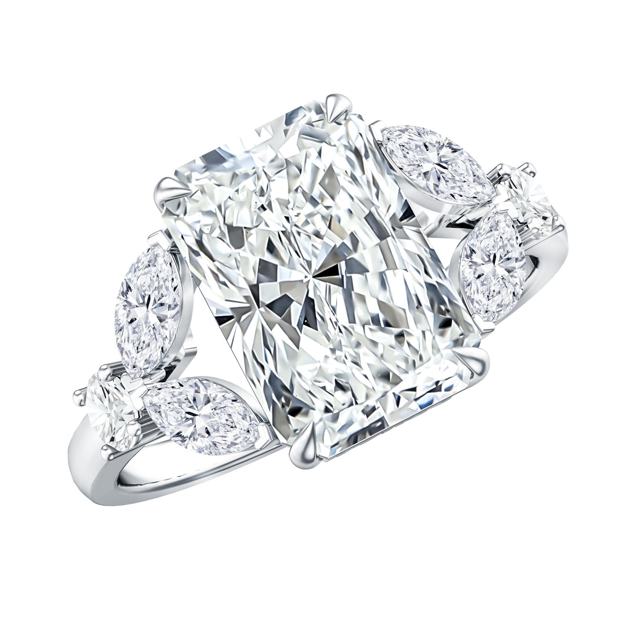 4 Carat Radiant Cut Lab Grown Diamond Split Shank Engagement Ring IGI Certified Lab - ( E-VS1 ) - Rosec Jewels
