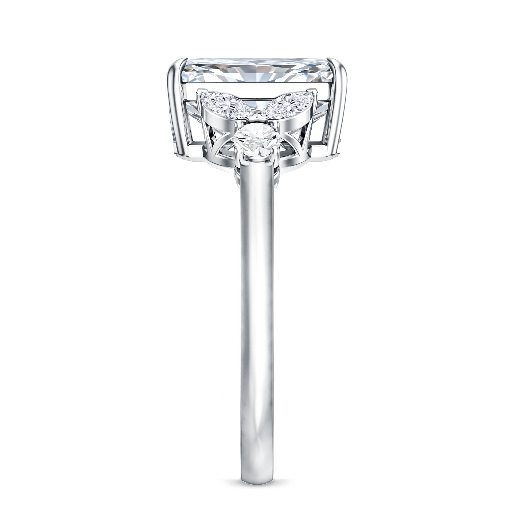 Rosec Jewels-4 Carat Radiant Cut Lab Grown Diamond Split Shank Engagement Ring IGI Certified