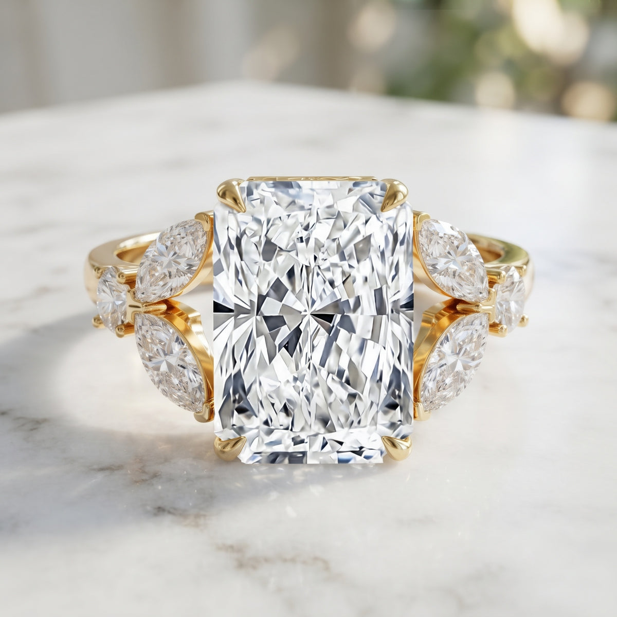 4 Carat Radiant Cut Lab Grown Diamond Split Shank Engagement Ring IGI Certified Lab - ( E-VS1 ) - Rosec Jewels