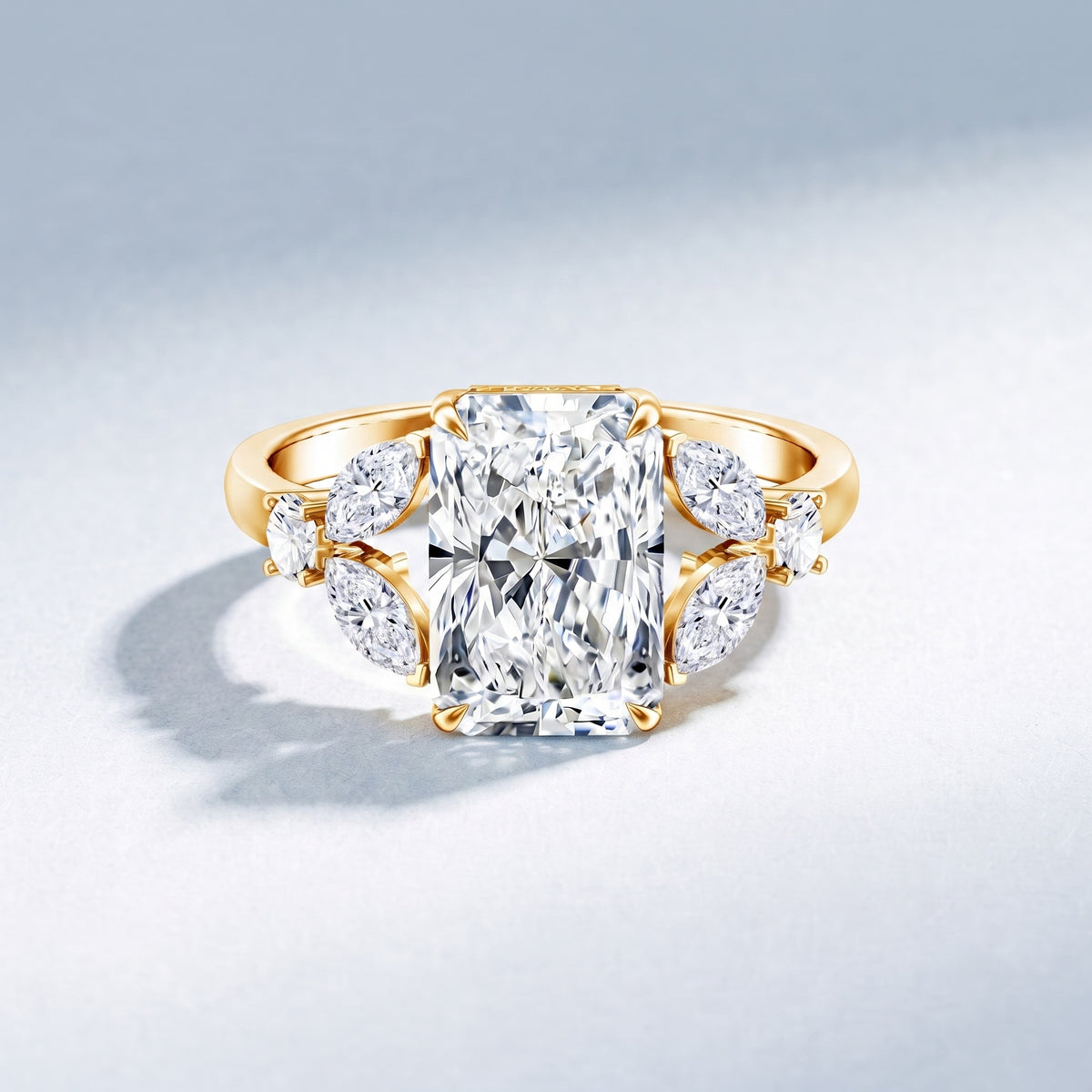 4 Carat Radiant Cut Lab Grown Diamond Split Shank Engagement Ring IGI Certified Lab - ( E-VS1 ) - Rosec Jewels