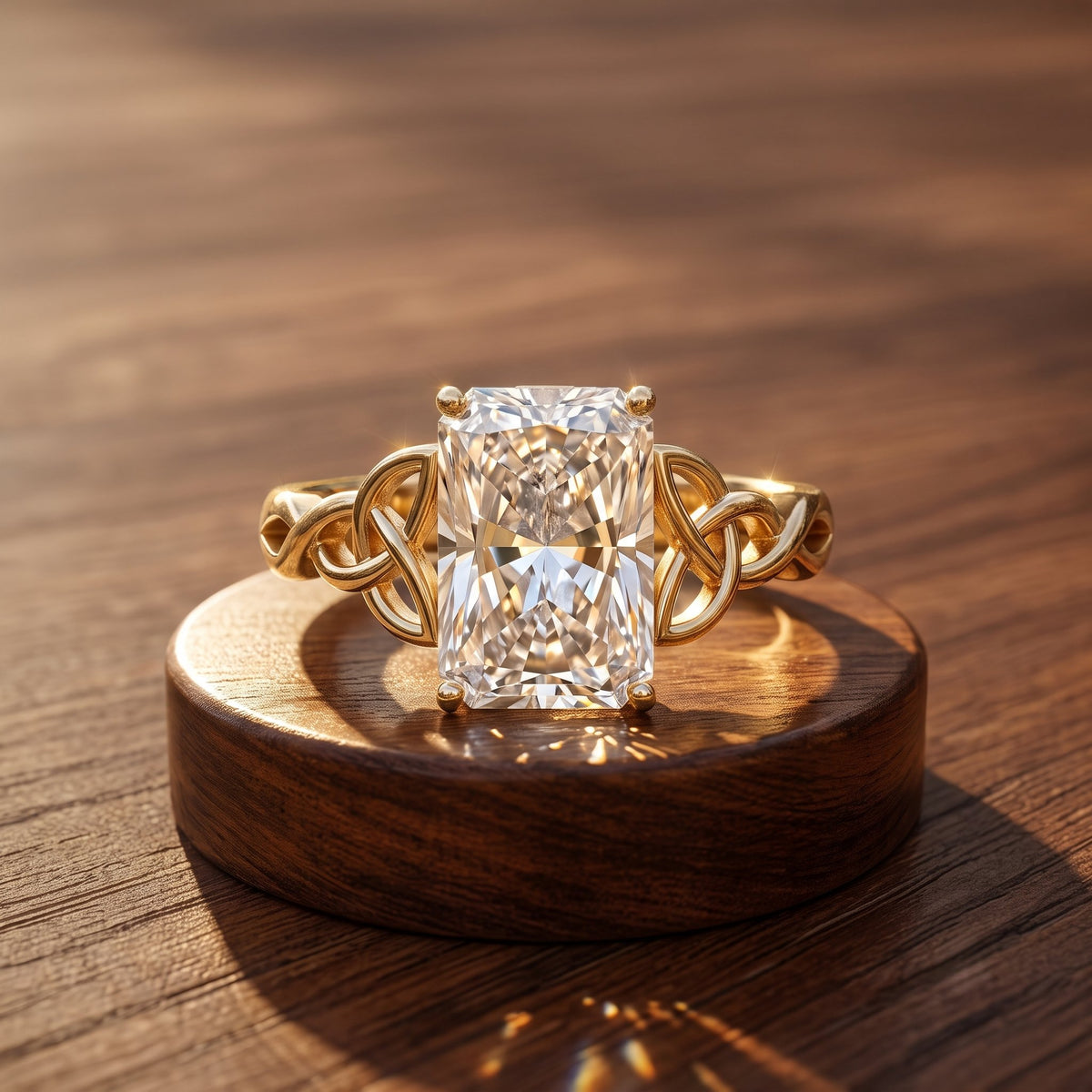 Radiant Cut 4 Carat Lab Diamond Celtic Knot Engagement Ring with IGI Certificate Lab - ( E-VS1 ) - Rosec Jewels