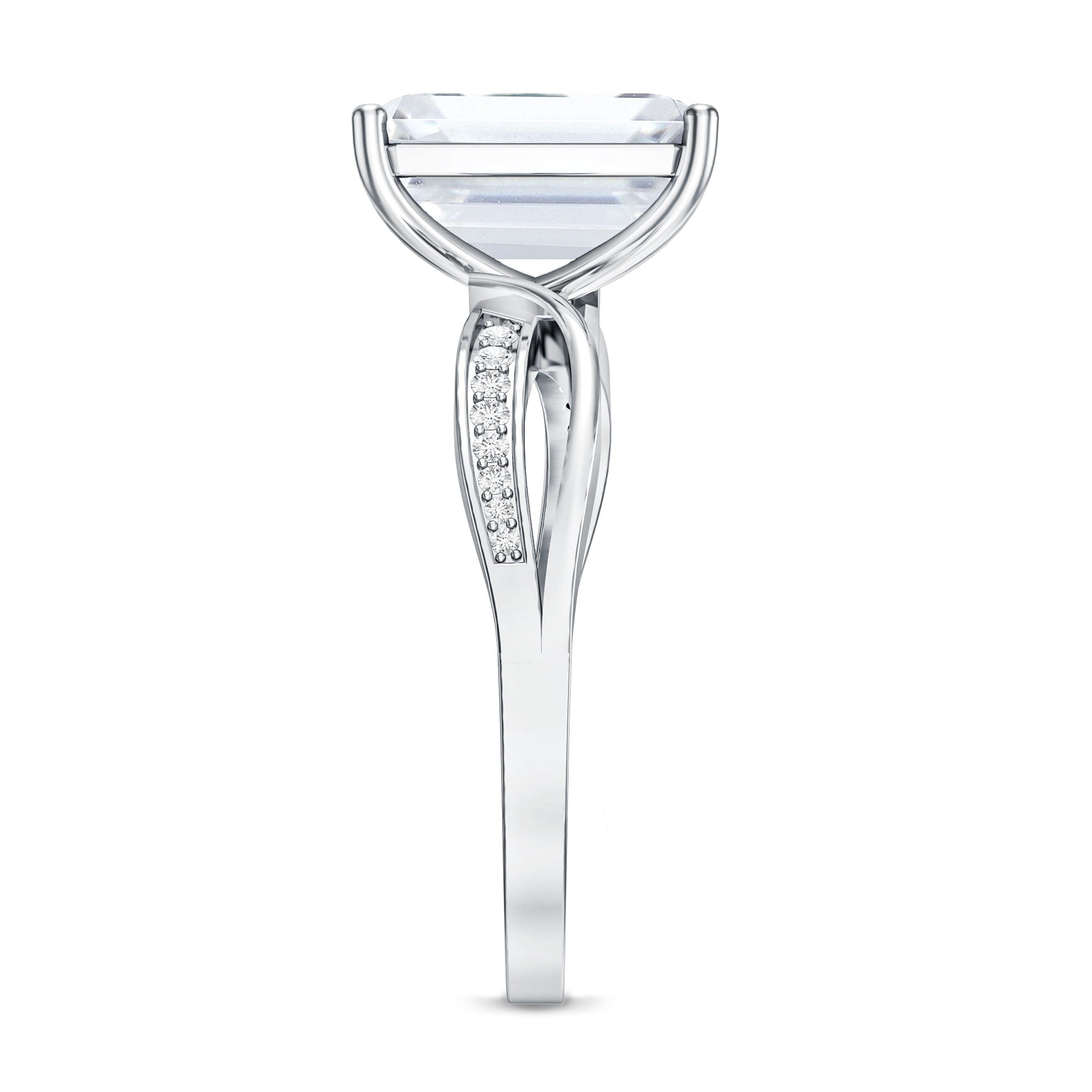 Rosec Jewels-3 Carat Emerald Cut Lab Grown Diamond Infinity Engagement Ring IGI Certified