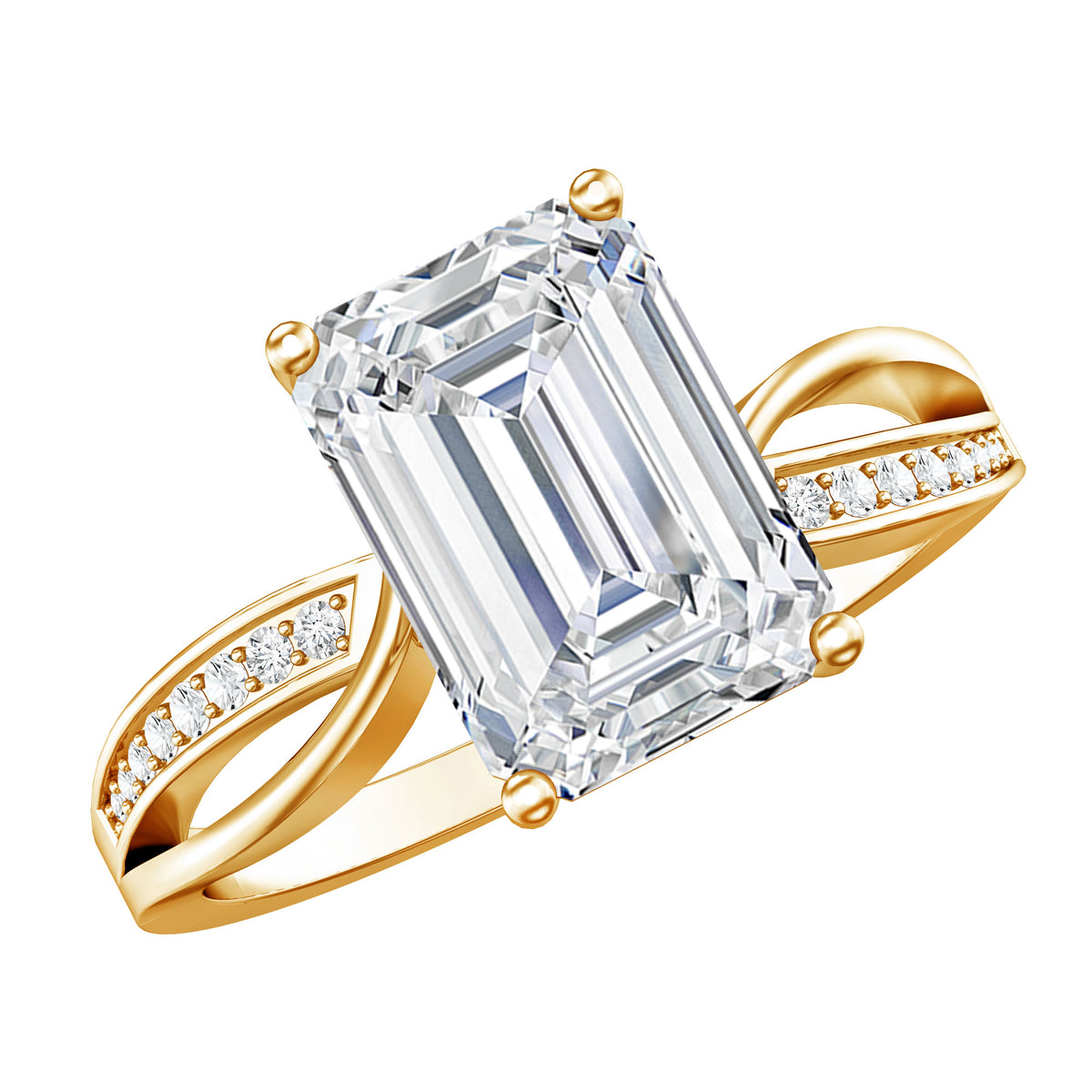 3 Carat Emerald Cut Lab Grown Diamond Infinity Engagement Ring IGI Certified Lab - ( E-VS1 ) - Rosec Jewels