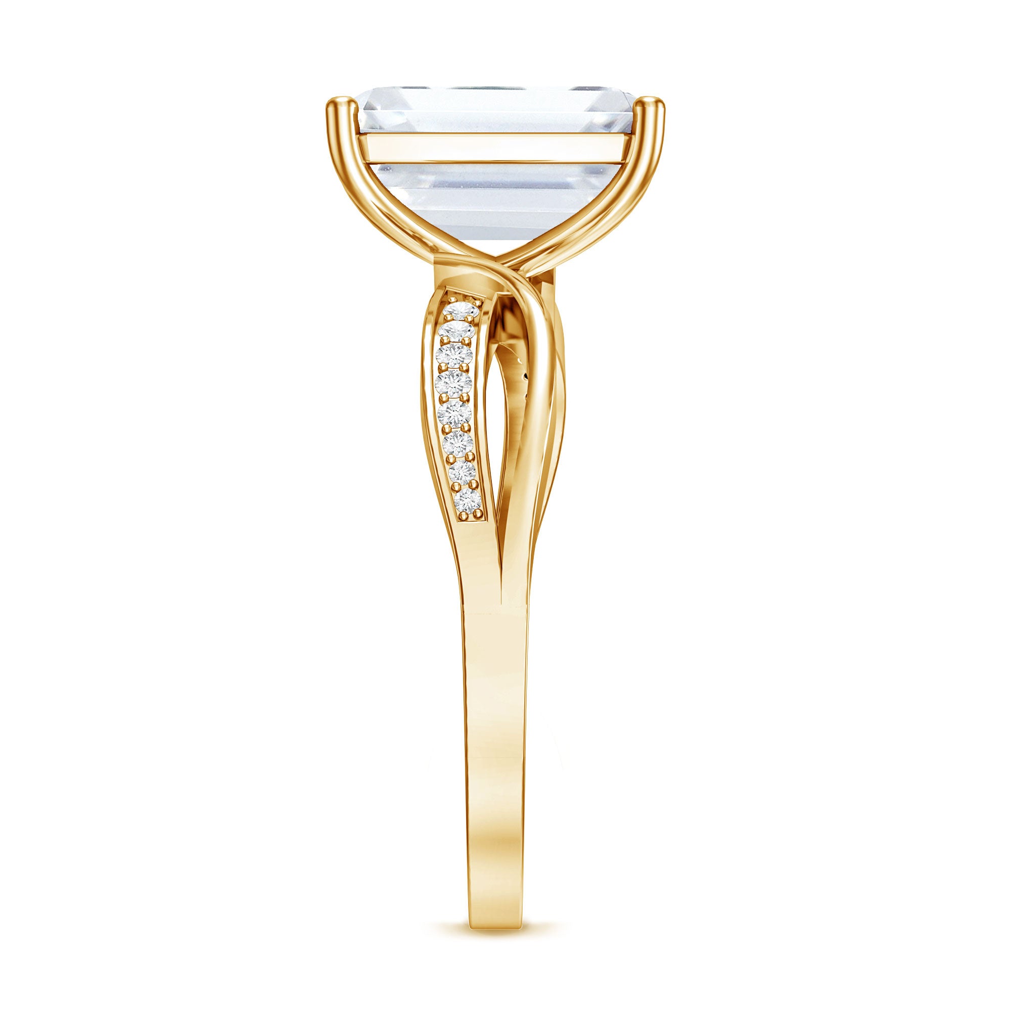 Rosec Jewels-3 Carat Emerald Cut Lab Grown Diamond Infinity Engagement Ring IGI Certified
