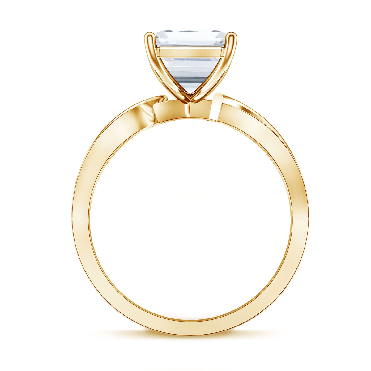 IGI Certified 4 Carat Lab Grown Diamond Emerald Cut Engagement Ring with Crossover Shank Lab - ( E-VS1 ) - Rosec Jewels
