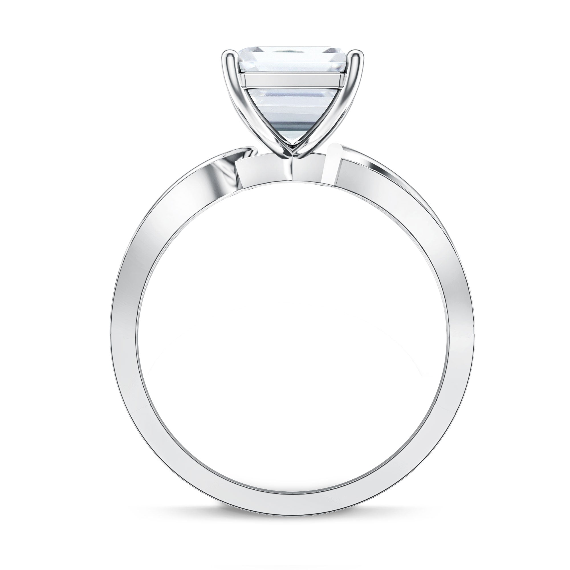 Huge 5 Carat Emerald Cut Lab Grown Diamond Infinity Band Engagement Ring with IGI Certificate Lab - ( E-VS1 ) - Rosec Jewels
