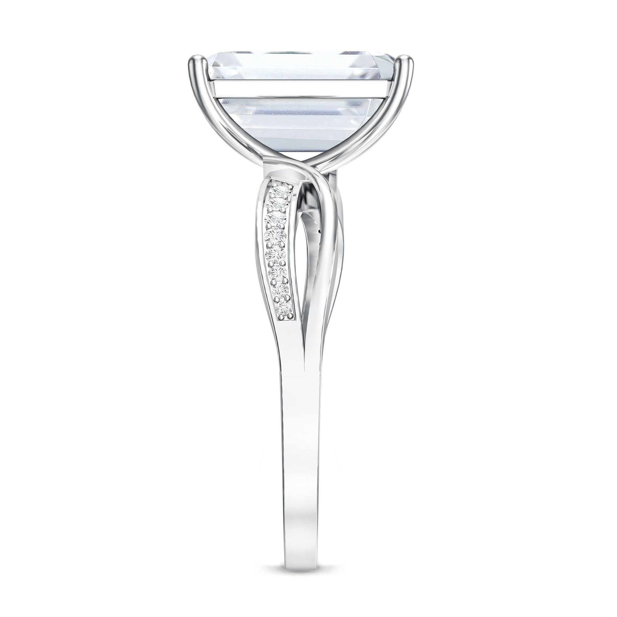 Huge 5 Carat Emerald Cut Lab Grown Diamond Infinity Band Engagement Ring with IGI Certificate Lab - ( E-VS1 ) - Rosec Jewels