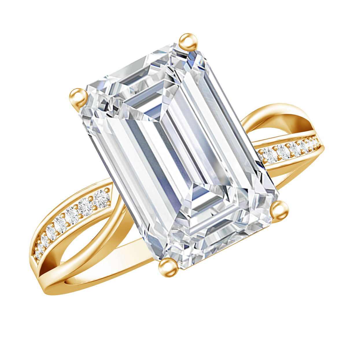 Huge 5 Carat Emerald Cut Lab Grown Diamond Infinity Band Engagement Ring with IGI Certificate Lab - ( E-VS1 ) - Rosec Jewels