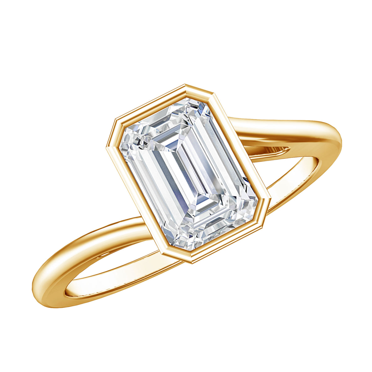 Solitaire 2 Carat Lab Grown Emerald Cut Diamond Bypass Engagement Ring IGI Certified Lab - ( E-VS1 ) - Rosec Jewels