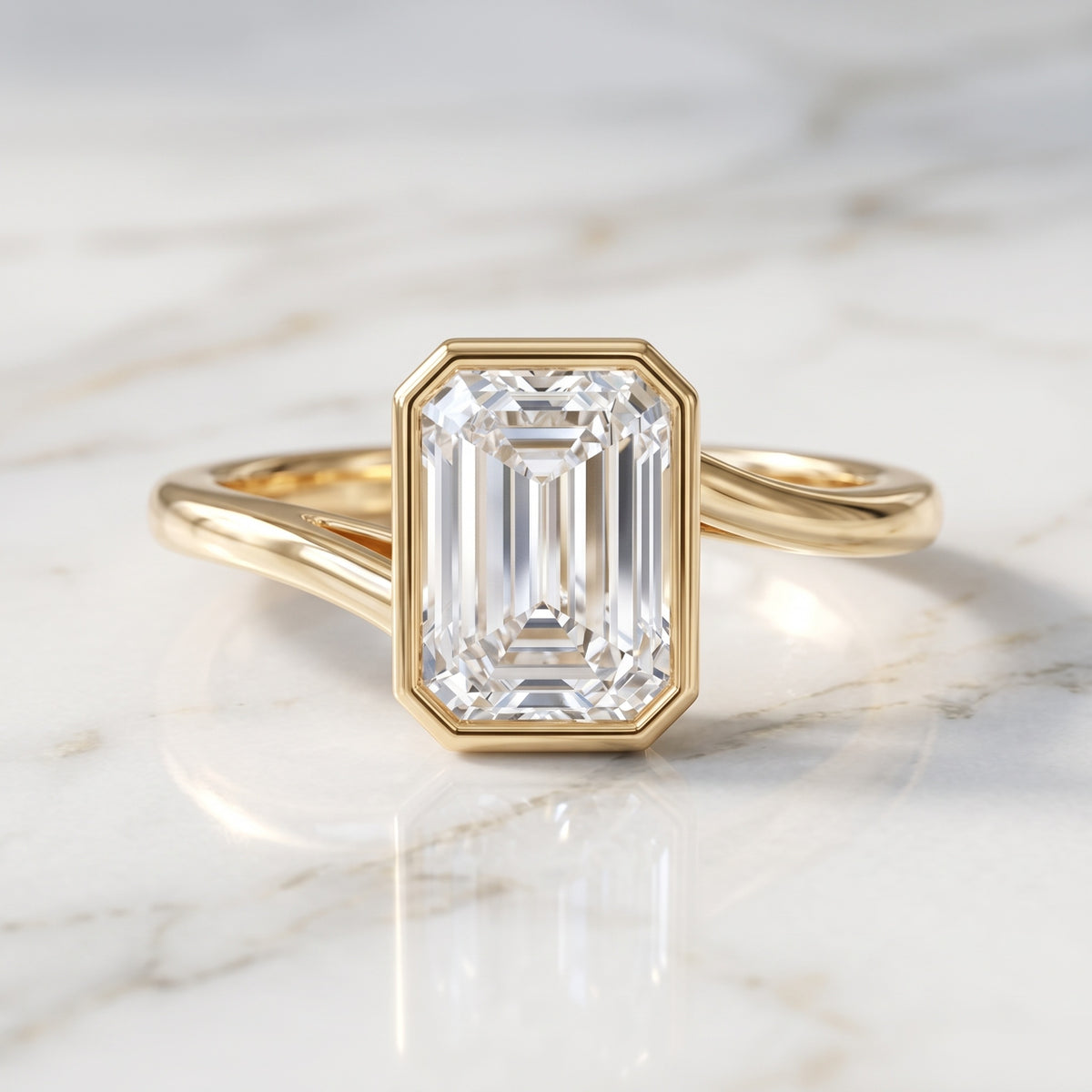 Solitaire 2 Carat Lab Grown Emerald Cut Diamond Bypass Engagement Ring IGI Certified Lab - ( E-VS1 ) - Rosec Jewels