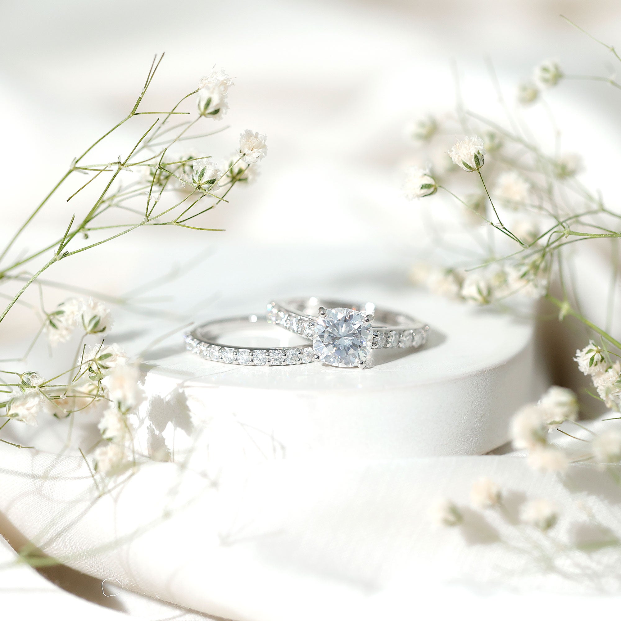Cushion Cut 2 Carat Lab Grown Diamond Bridal Ring Set with IGI Certificate Lab - ( E-VS1 ) - Rosec Jewels