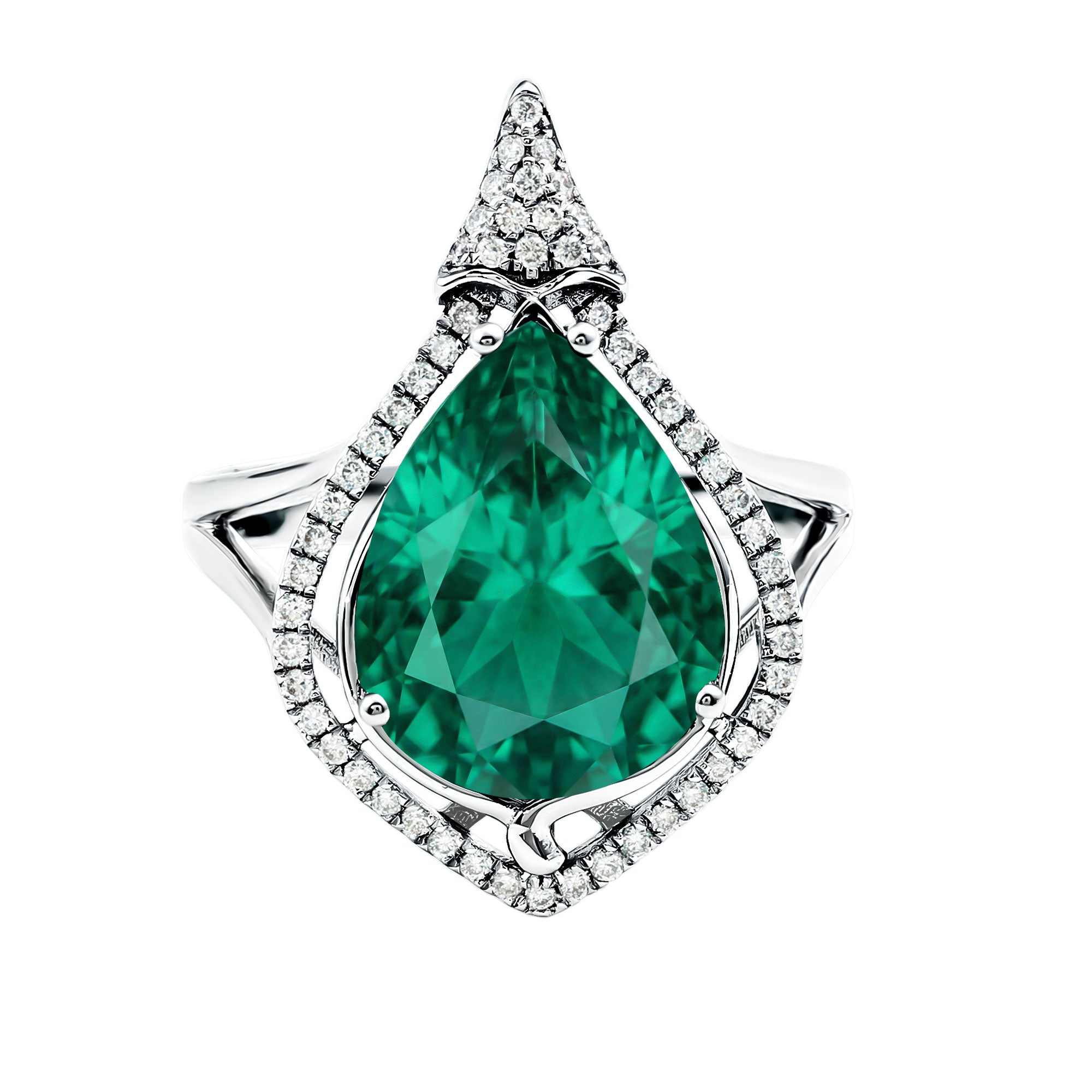 Vintage Inspired 2.5 Carat Lab Grown Emerald and Diamond Statement Engagement Ring AAAA - Rosec Jewels