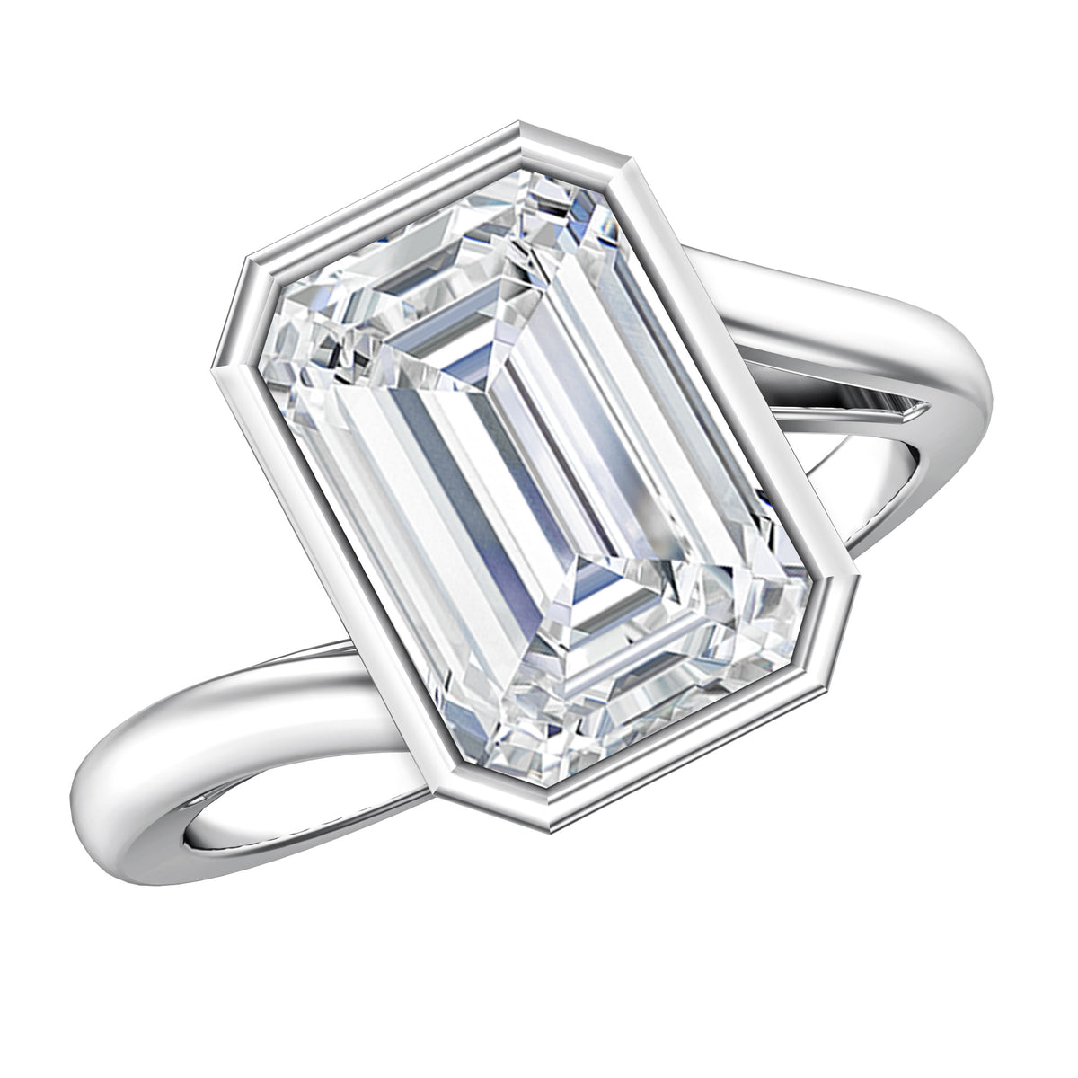 IGI Verified 4 Carat Emerald Cut Lab Grown Diamond Bypass Engagement Ring Lab - ( E-VS1 ) - Rosec Jewels