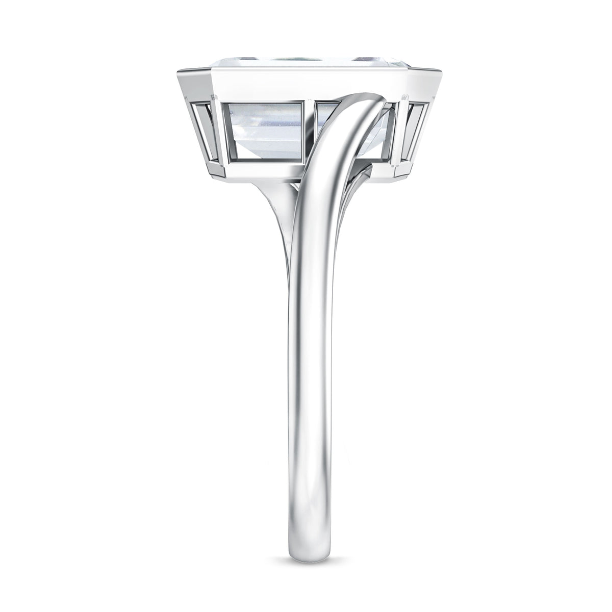 IGI Verified 4 Carat Emerald Cut Lab Grown Diamond Bypass Engagement Ring Lab - ( E-VS1 ) - Rosec Jewels