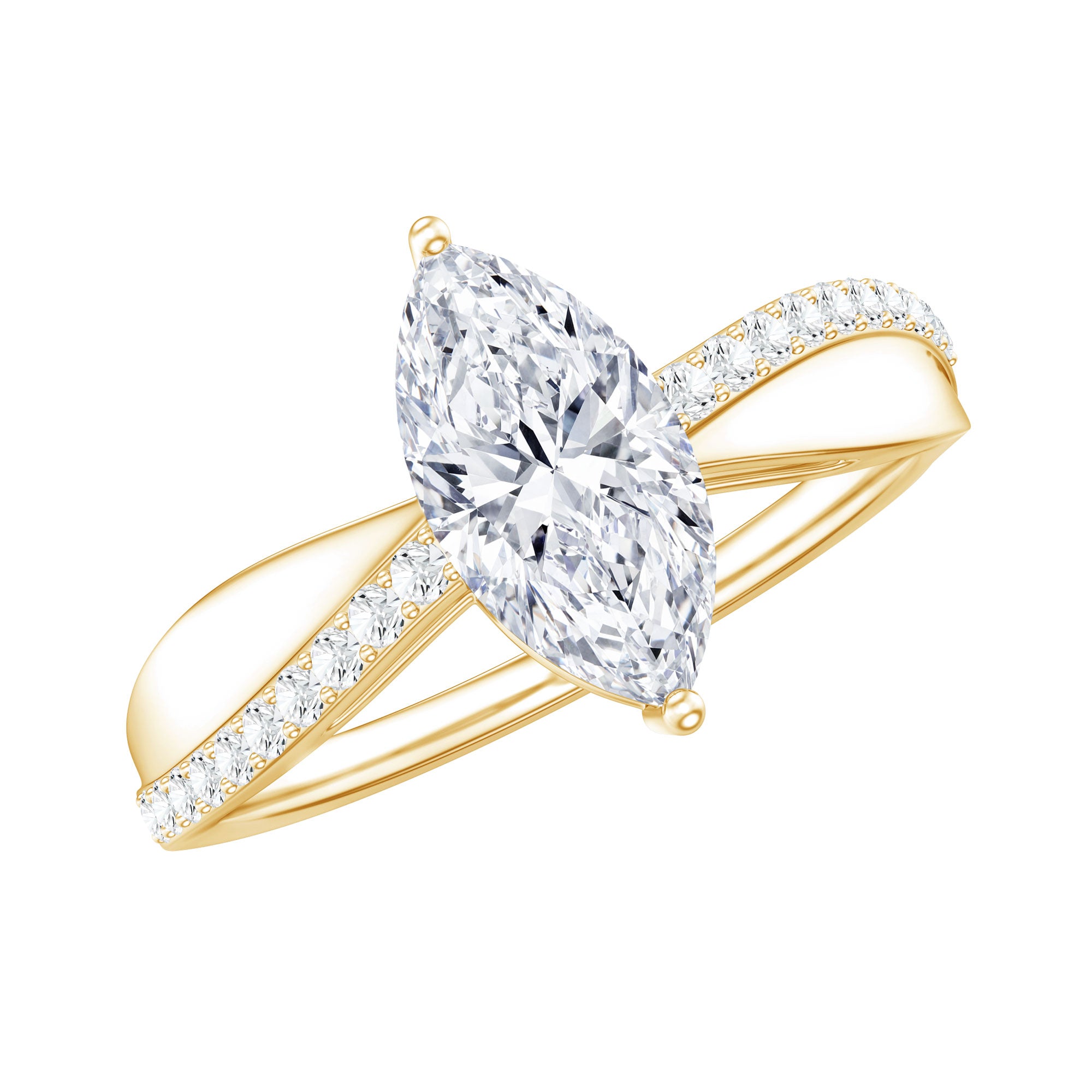 1 Carat Marquise Cut Engagement Ring with IGI Certified Lab Grown Diamond Lab - ( E-VS1 ) - Rosec Jewels