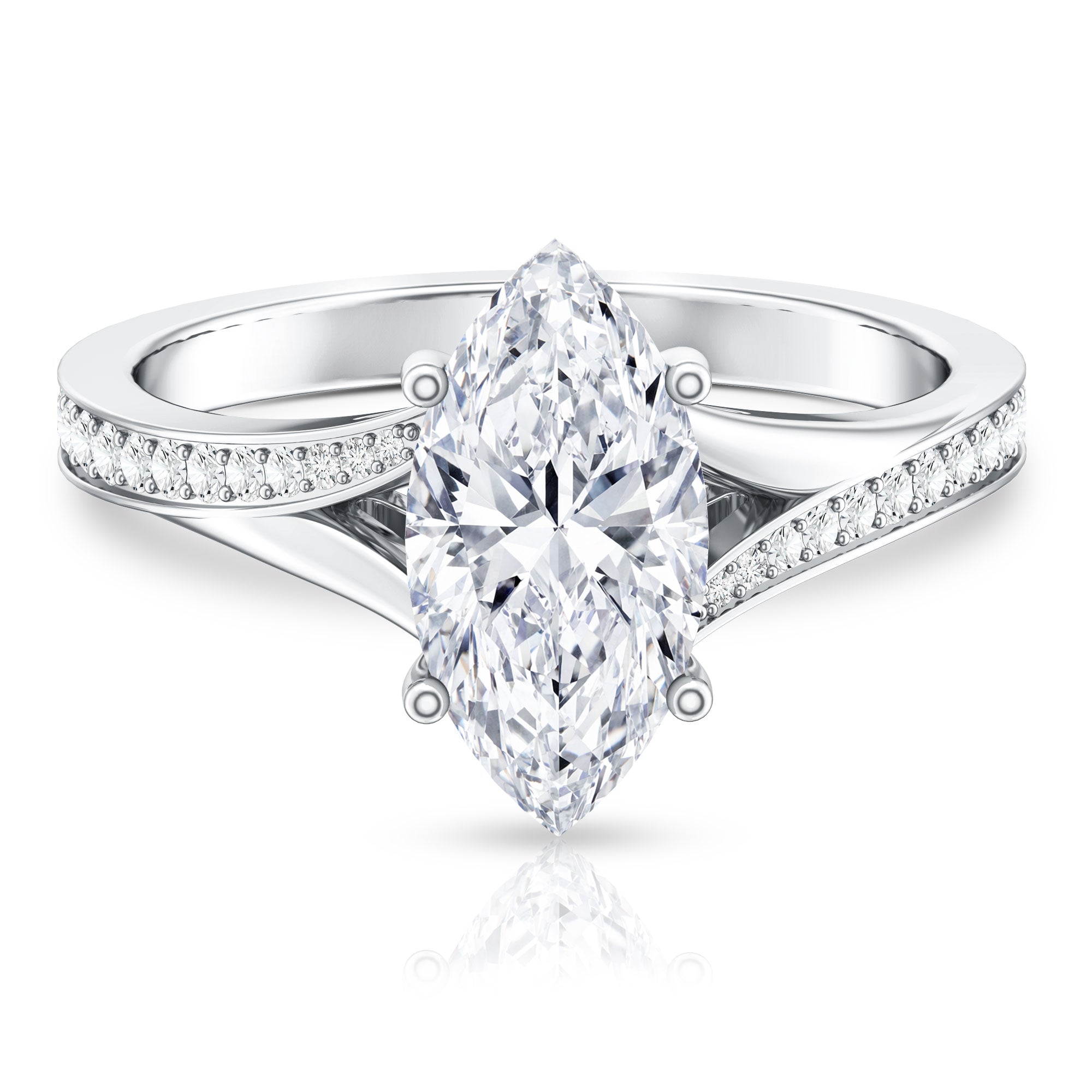 Rosec Jewels-2 Carat IGI Certified Lab Grown Diamond Marquise Engagement Ring with Split Shank