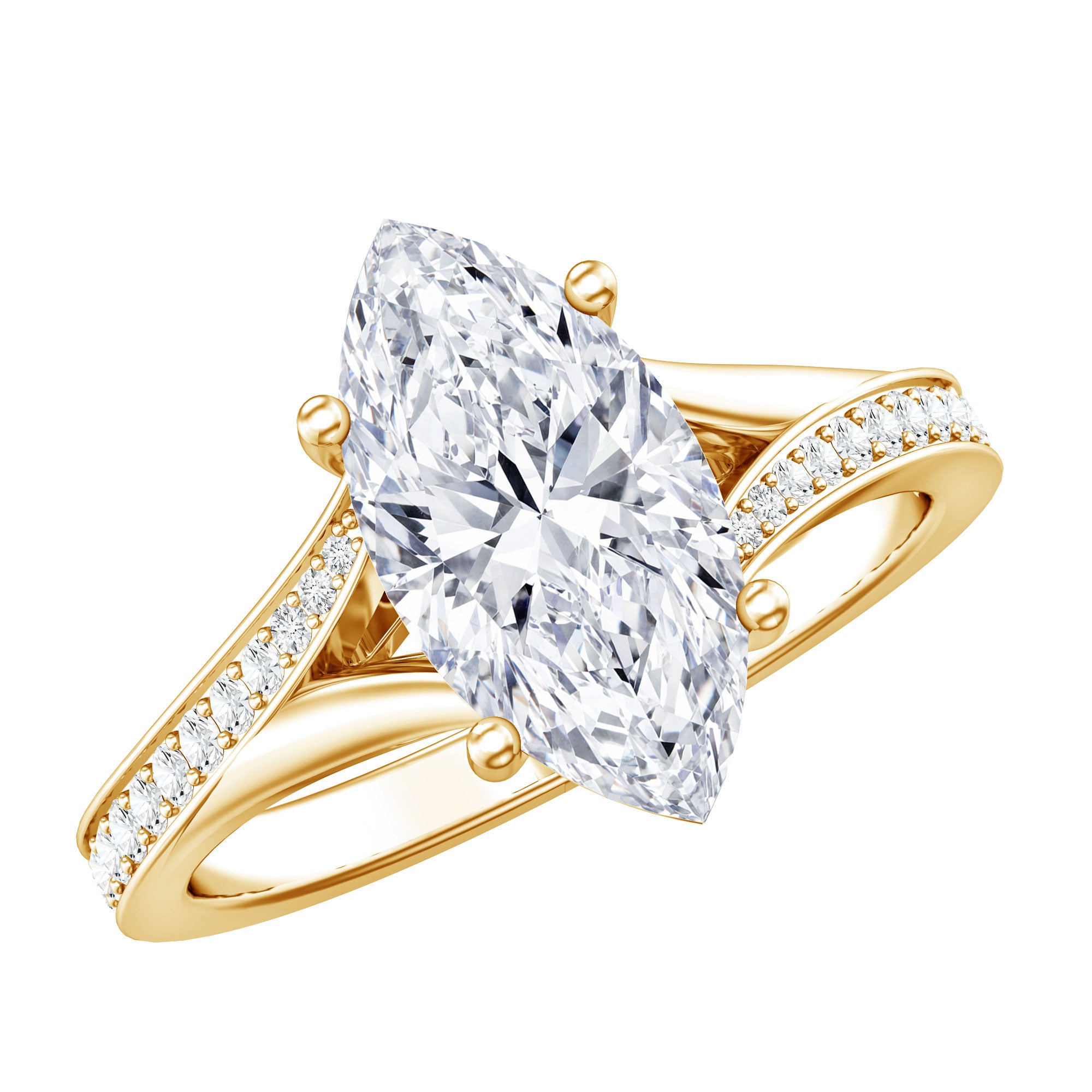 2 Carat IGI Certified Lab Grown Diamond Marquise Engagement Ring with Split Shank Lab - ( E-VS1 ) - Rosec Jewels