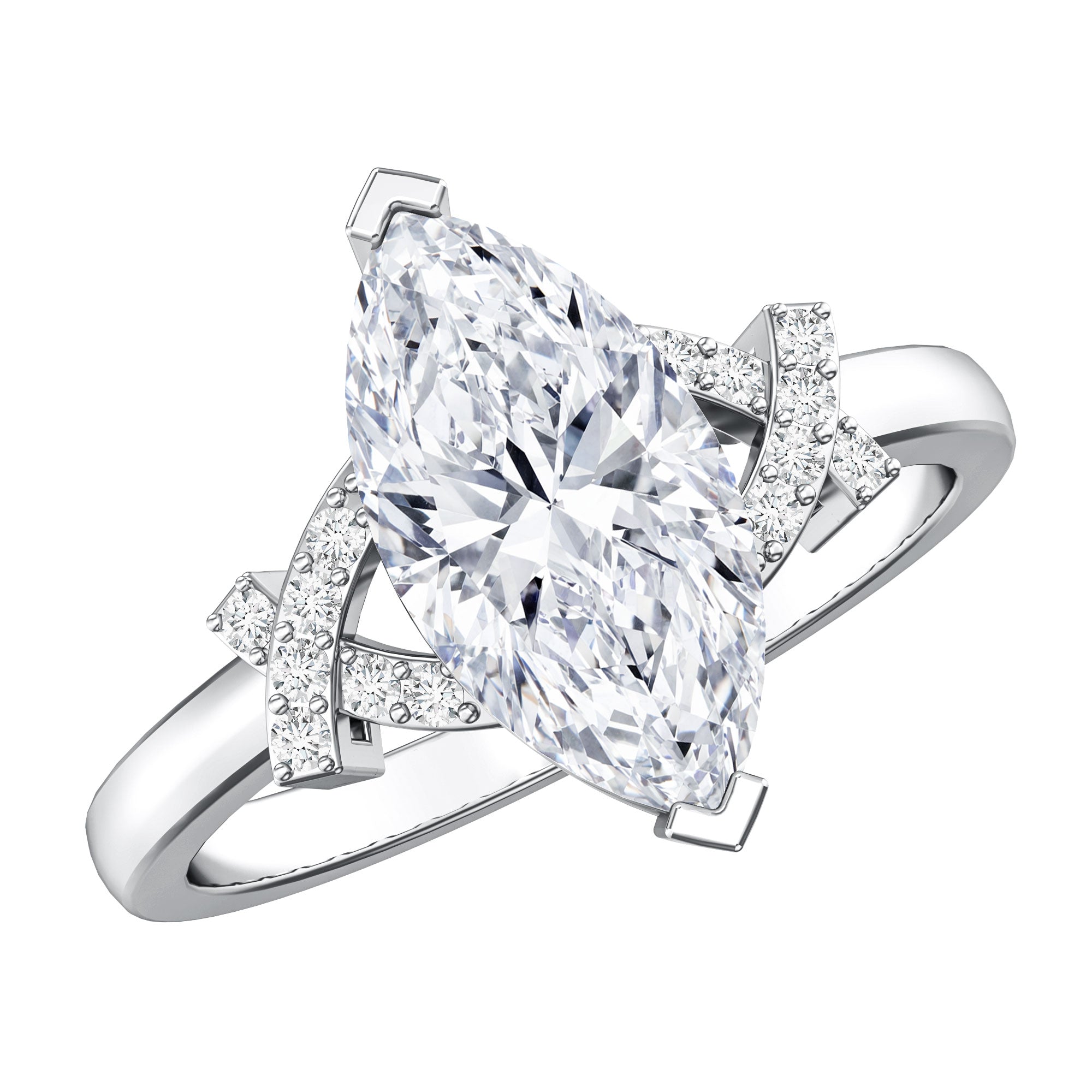 Marquise Cut IGI Certified Lab Grown Diamond Statement Engagement Ring 2 Carat Lab - ( E-VS1 ) - Rosec Jewels