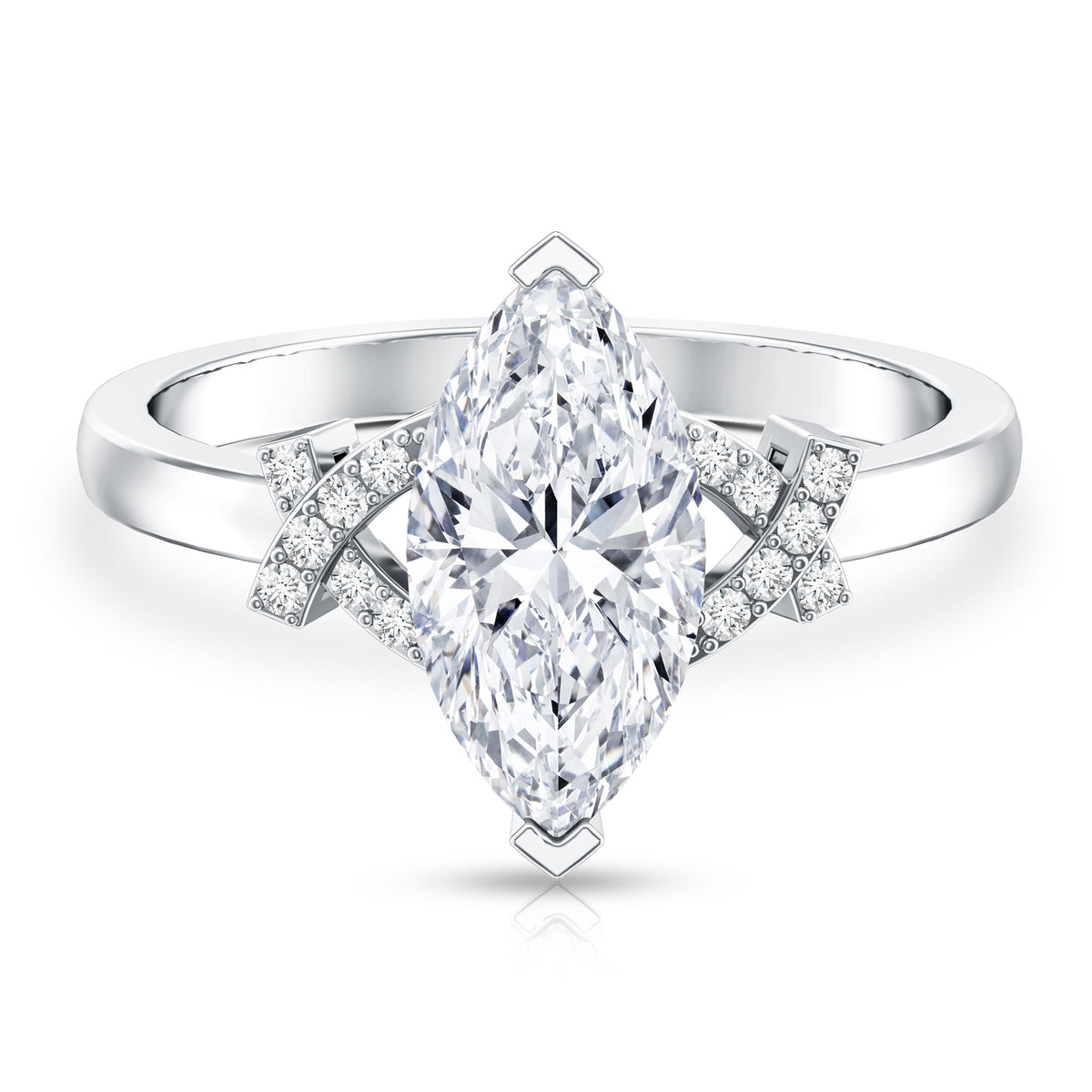 Marquise Cut IGI Certified Lab Grown Diamond Statement Engagement Ring 2 Carat Lab - ( E-VS1 ) - Rosec Jewels