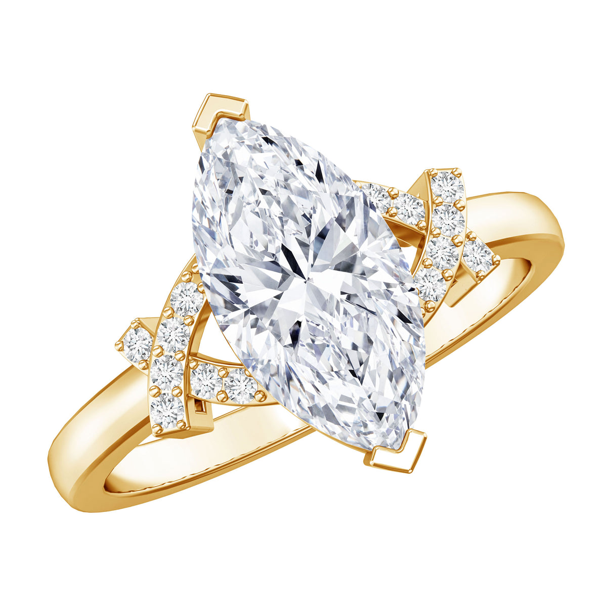 Marquise Cut IGI Certified Lab Grown Diamond Statement Engagement Ring 2 Carat Lab - ( E-VS1 ) - Rosec Jewels