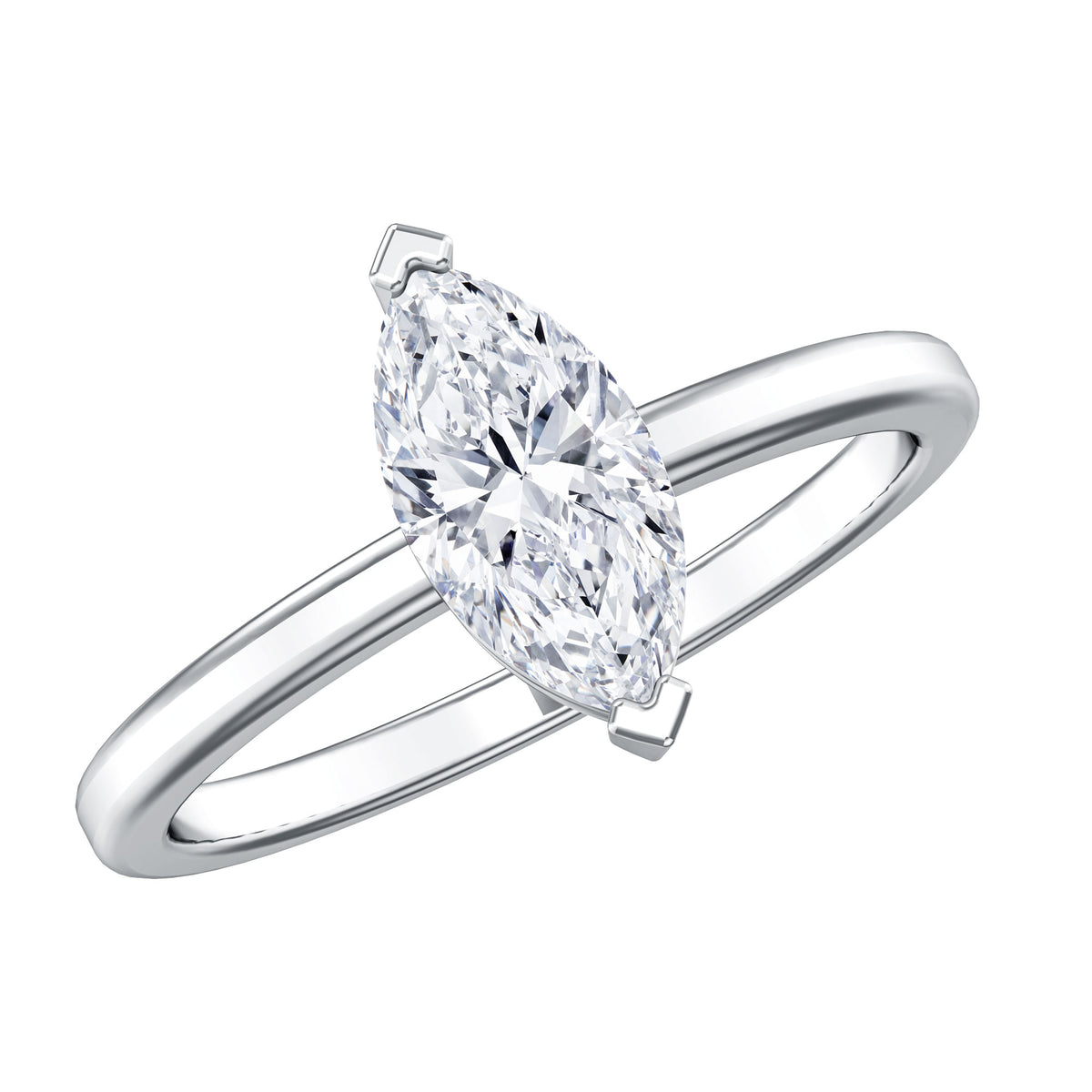 Classic Marquise Cut Lab Grown Diamond 1 Carat Engagement Ring with IGI Certificate Lab - ( E-VS1 ) - Rosec Jewels