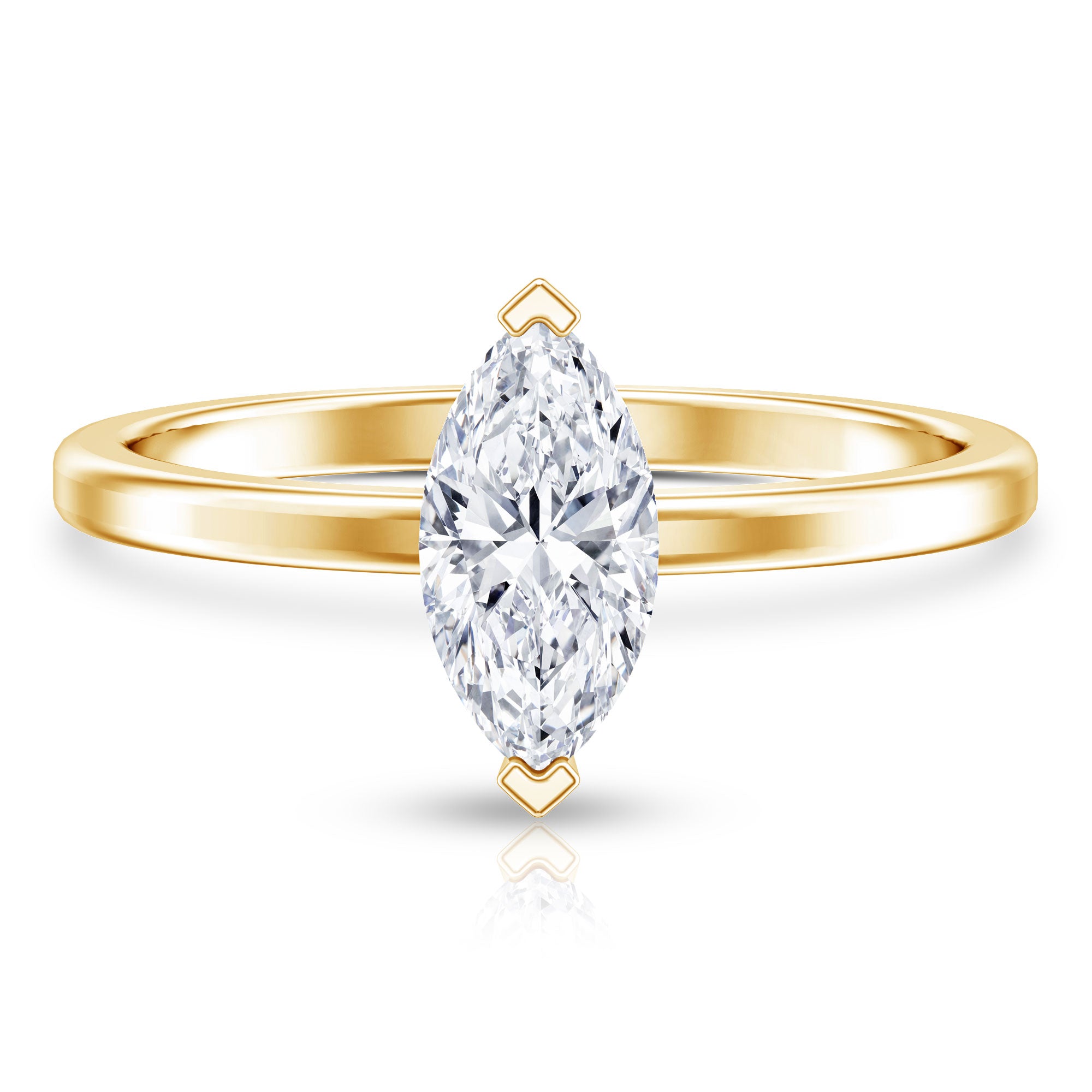 Classic Marquise Cut Lab Grown Diamond 1 Carat Engagement Ring with IGI Certificate Lab - ( E-VS1 ) - Rosec Jewels