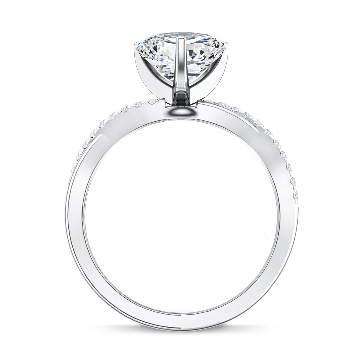 2 Carat Heart Shaped Lab Grown Diamond Crossover Engagement Ring IGI Certified Lab - ( E-VS1 ) - Rosec Jewels