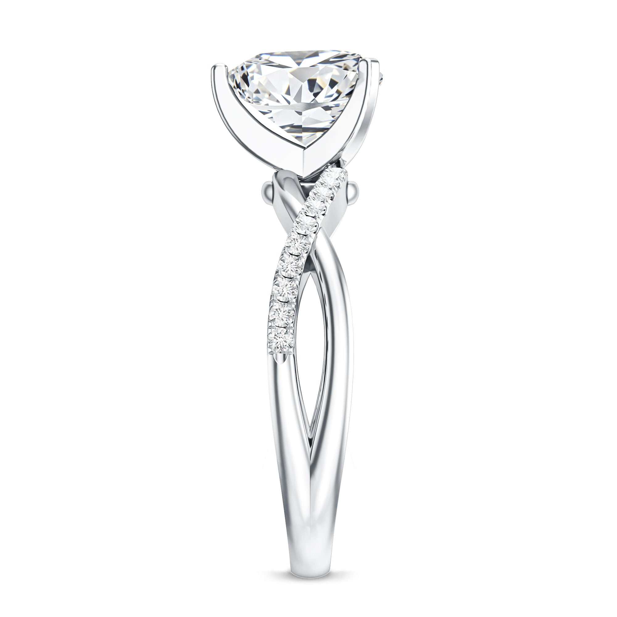2 Carat Heart Shaped Lab Grown Diamond Crossover Engagement Ring IGI Certified Lab - ( E-VS1 ) - Rosec Jewels