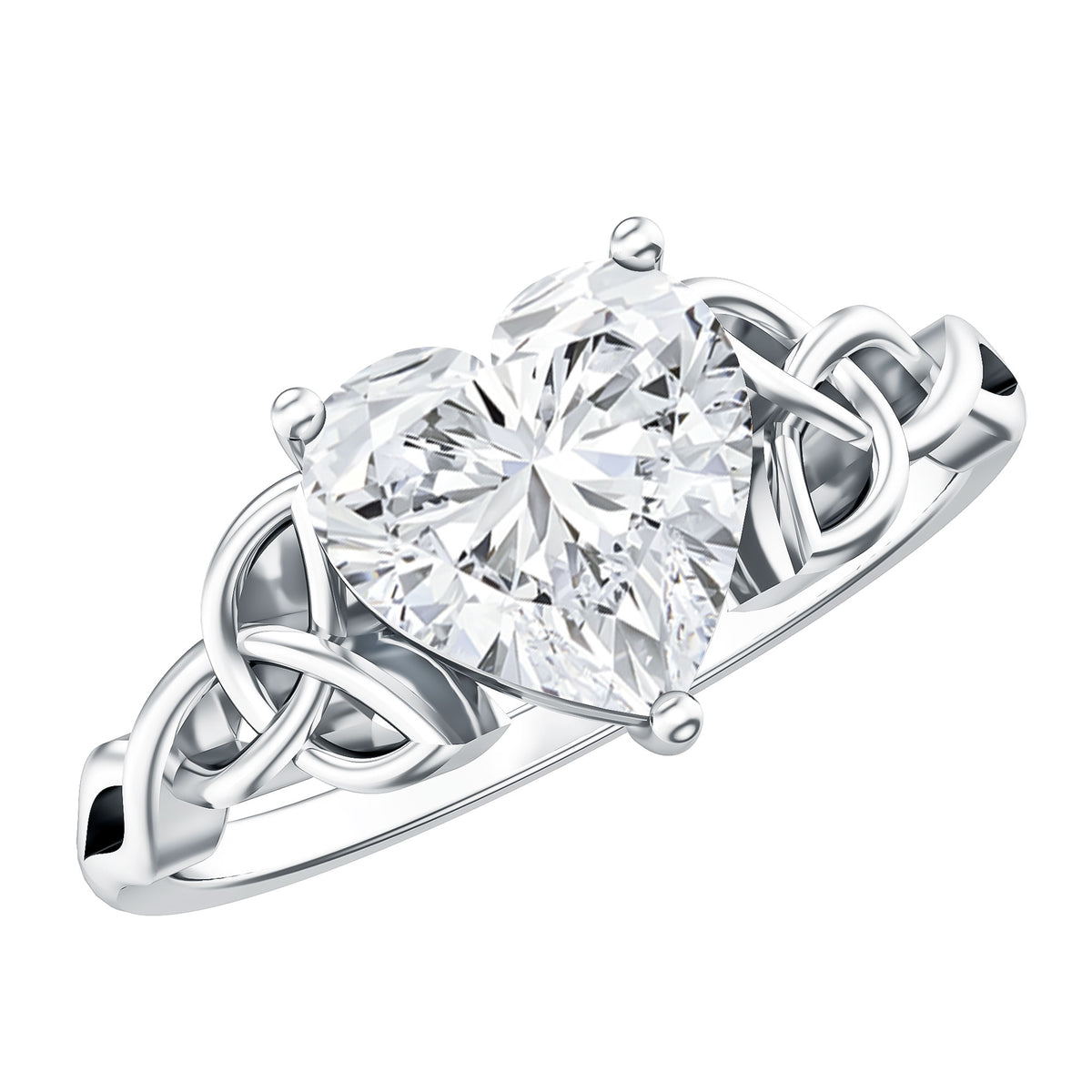 IGI Verified 2 Carat Heart Shape Lab Grown Diamond Celtic Engagement Ring Lab - ( E-VS1 ) - Rosec Jewels