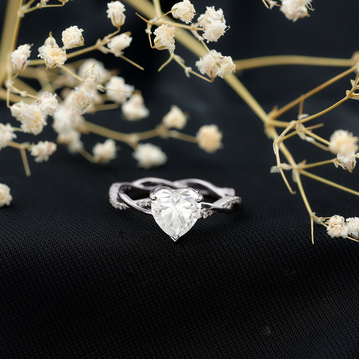 Rosec Jewels-IGI Verified 2 Carat Lab Grown Diamond Heart Engagement Ring with Braided Shank